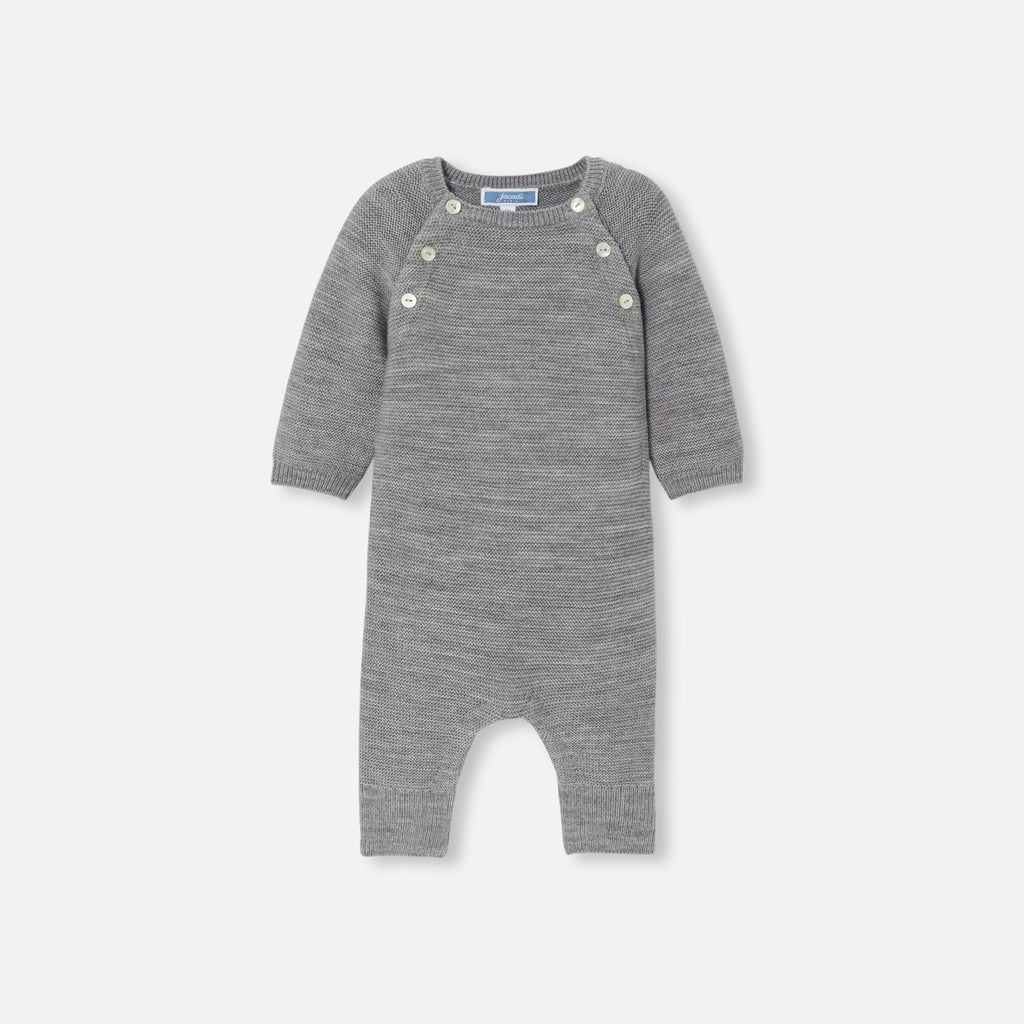 Sleepsuit in Lana Merino Neonati - Grigio Melange Chiaro Jacadi
