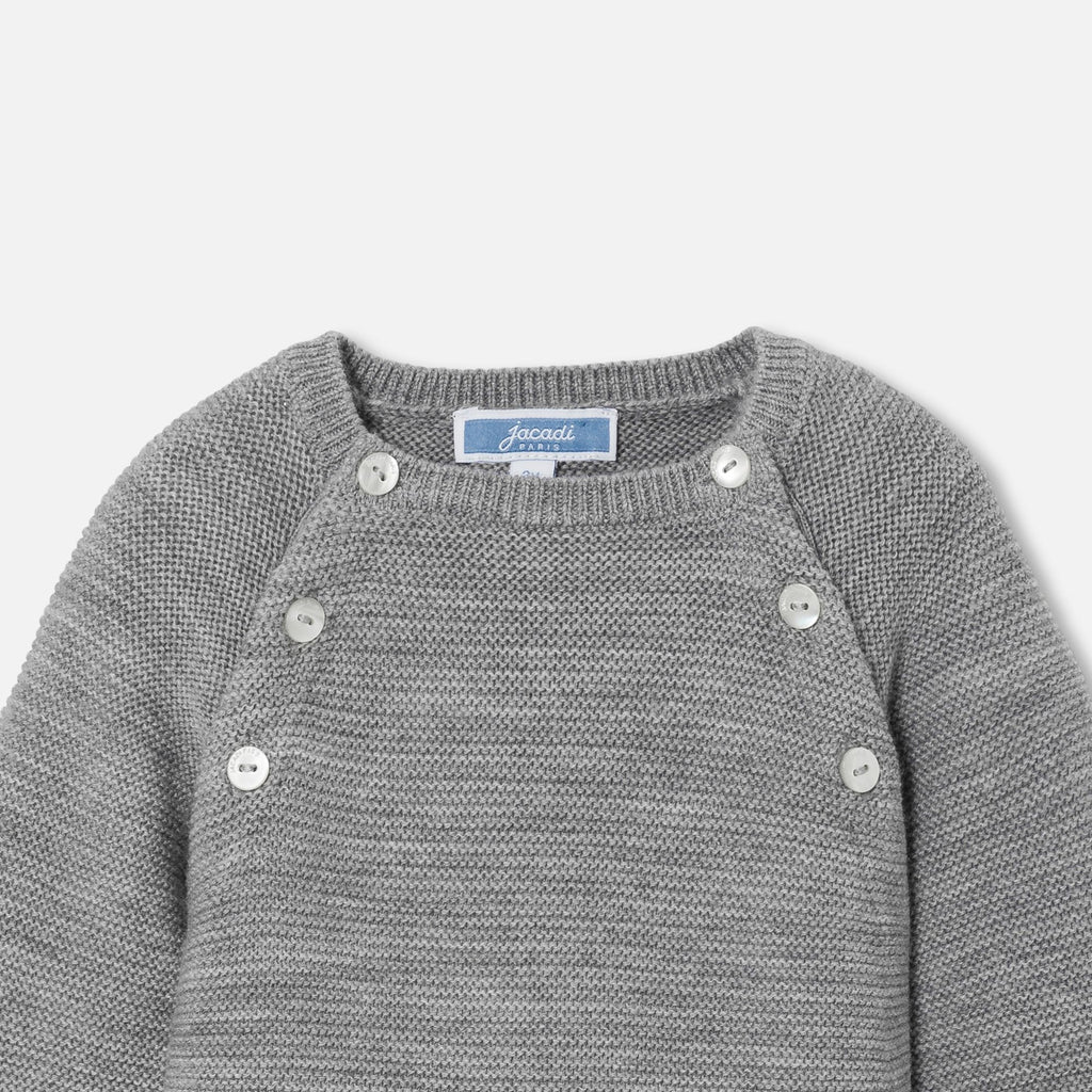 Sleepsuit in Lana Merino Neonati - Grigio Melange Chiaro Jacadi