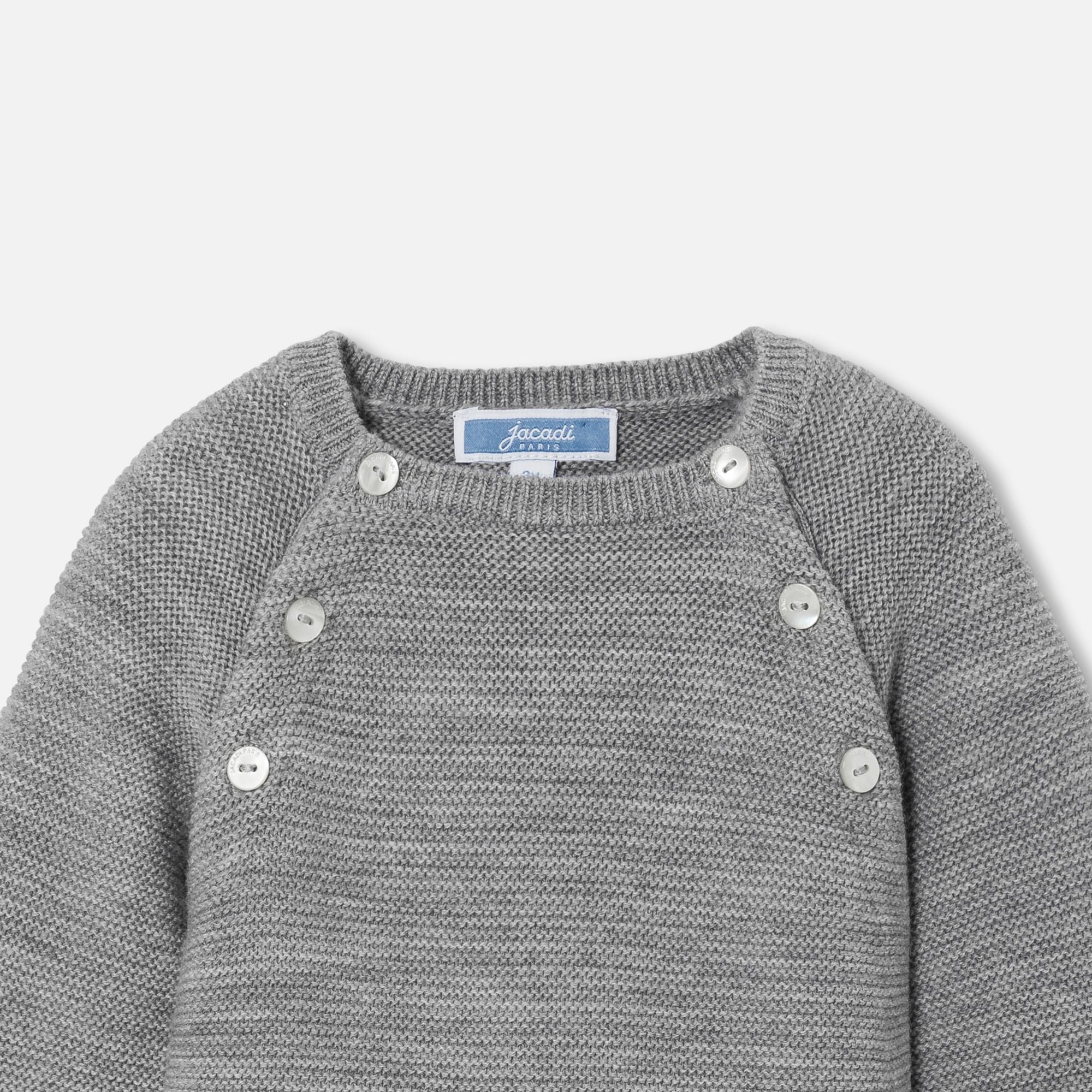 Sleepsuit in Lana Merino Neonati - Grigio Melange Chiaro Jacadi