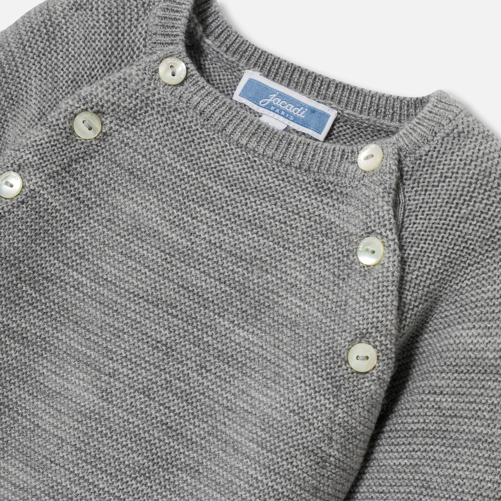 Sleepsuit in Lana Merino Neonati - Grigio Melange Chiaro Jacadi