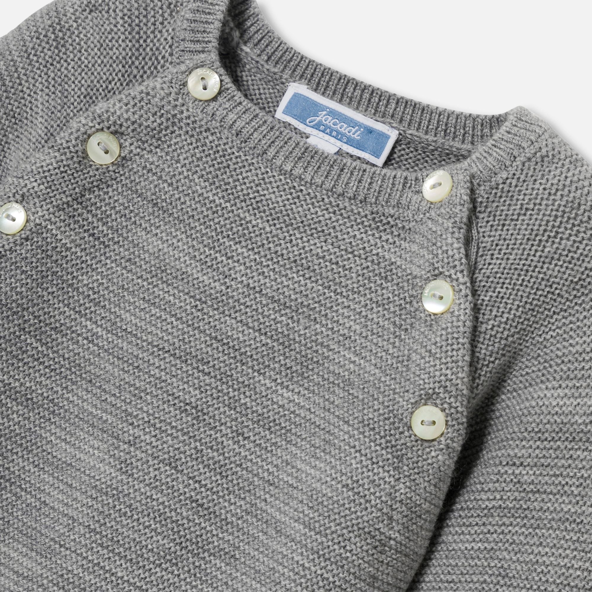 Sleepsuit in Lana Merino Neonati - Grigio Melange Chiaro Jacadi