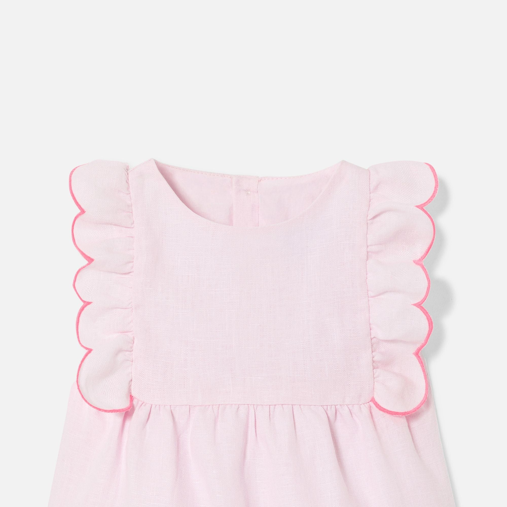 Baby girl linen romper - Pale Pink