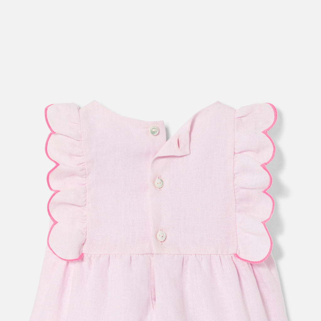 Baby girl linen romper - Pale Pink