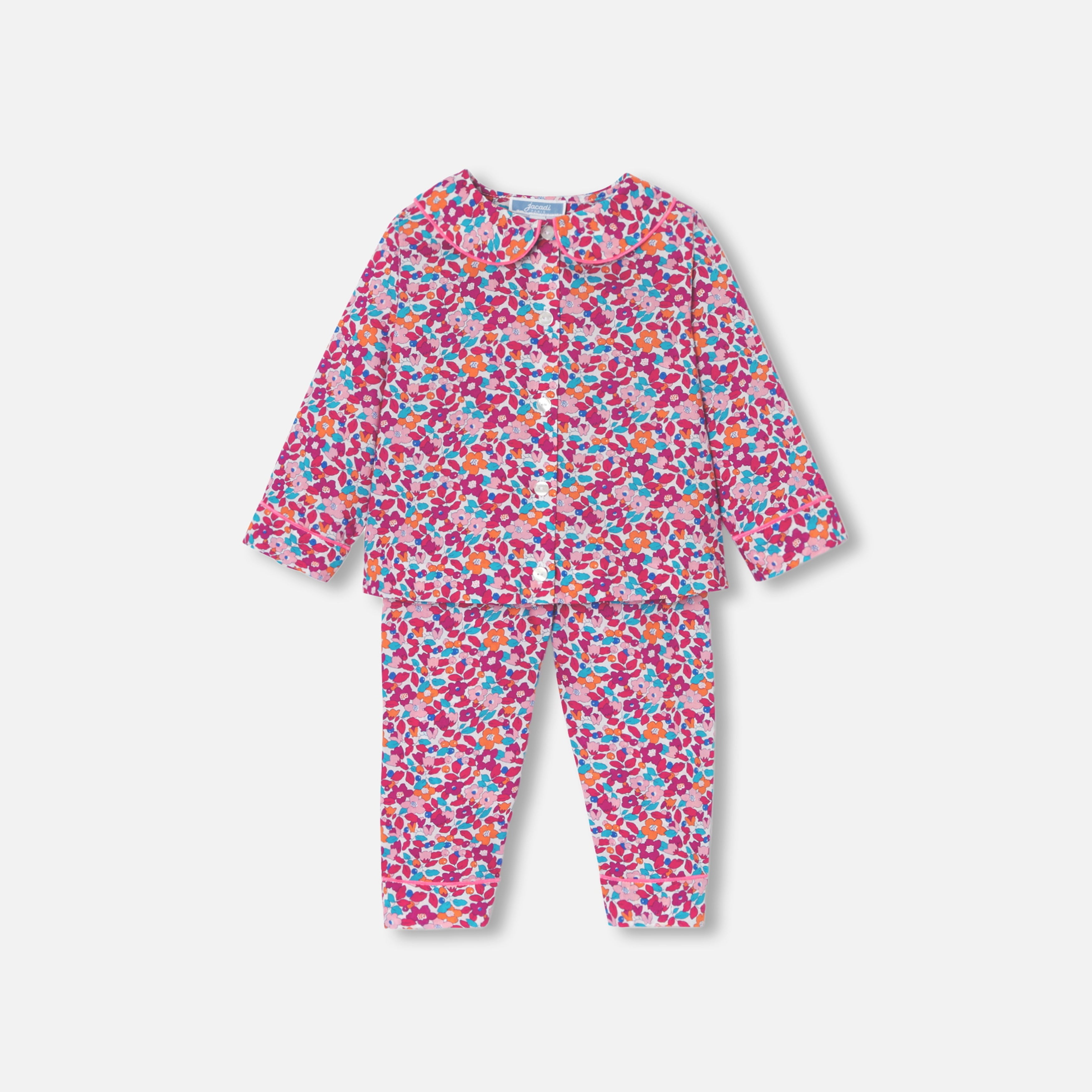 JC-NG090 Jacadi Liberty Fabric Pyjama Set for Girls (Pink/Multicolour)