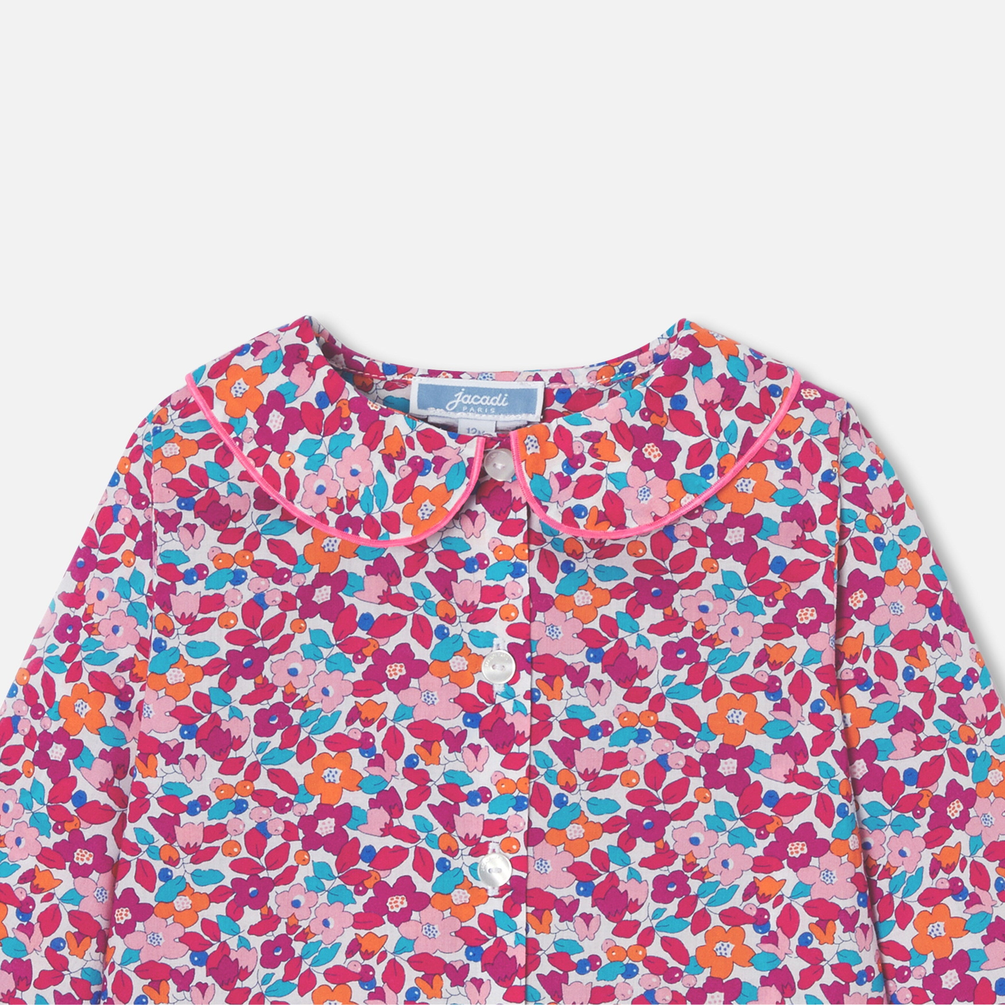 JC-NG090 Jacadi Liberty Fabric Pyjama Set for Girls (Pink/Multicolour)