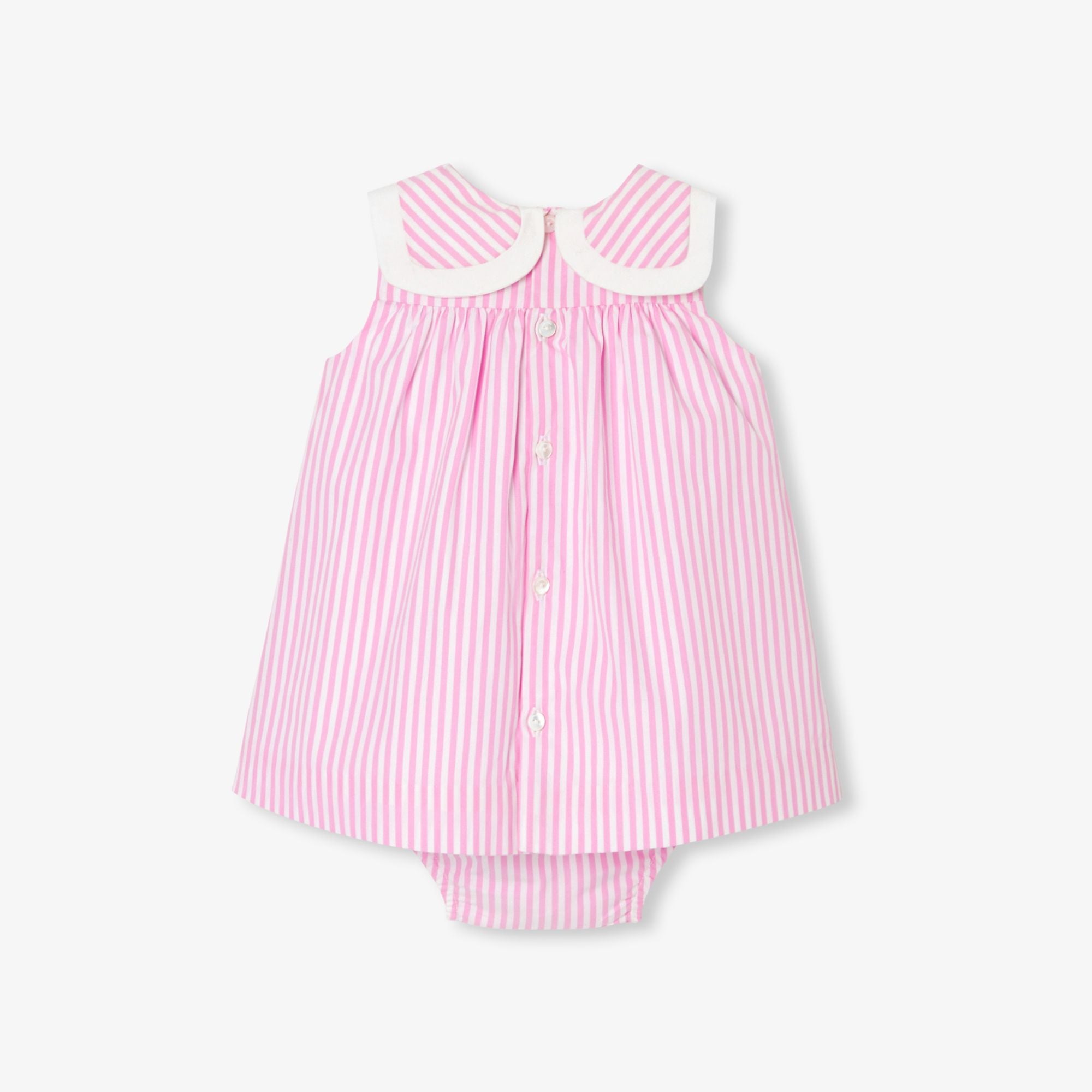 Baby girl poplin dress - White/Pink