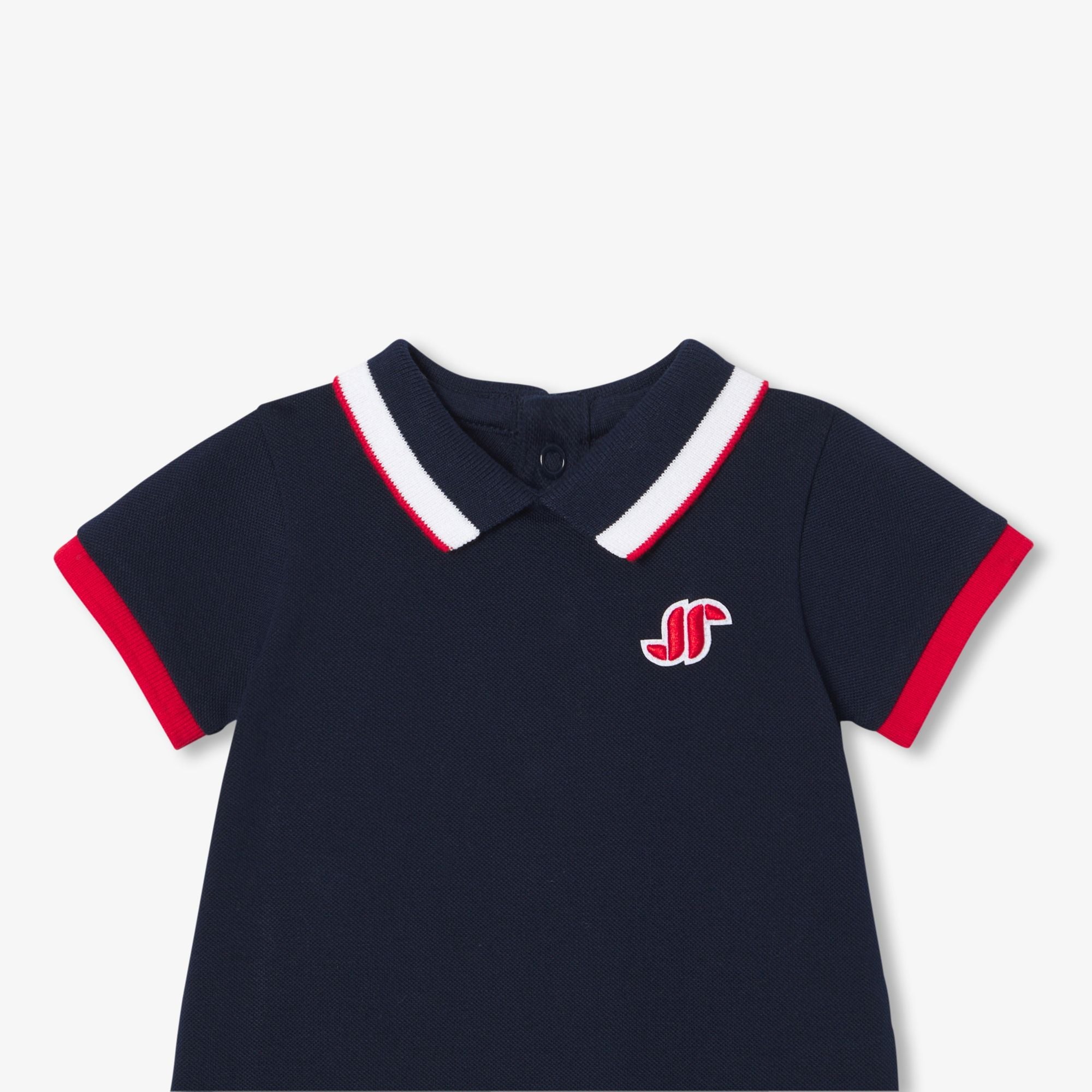 Baby boy polo-style sleepsuit - Light Navy