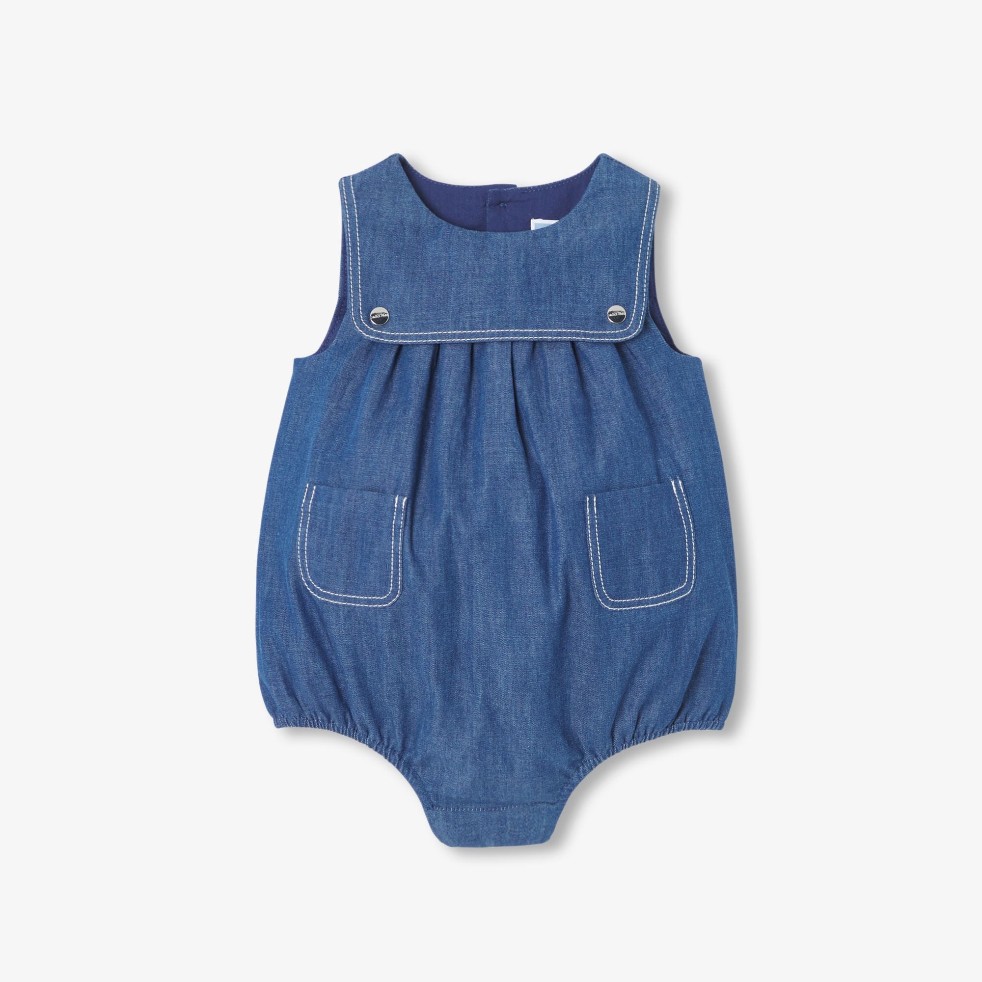 JC-NG148 - Jacadi Newborn lightweight denim romper