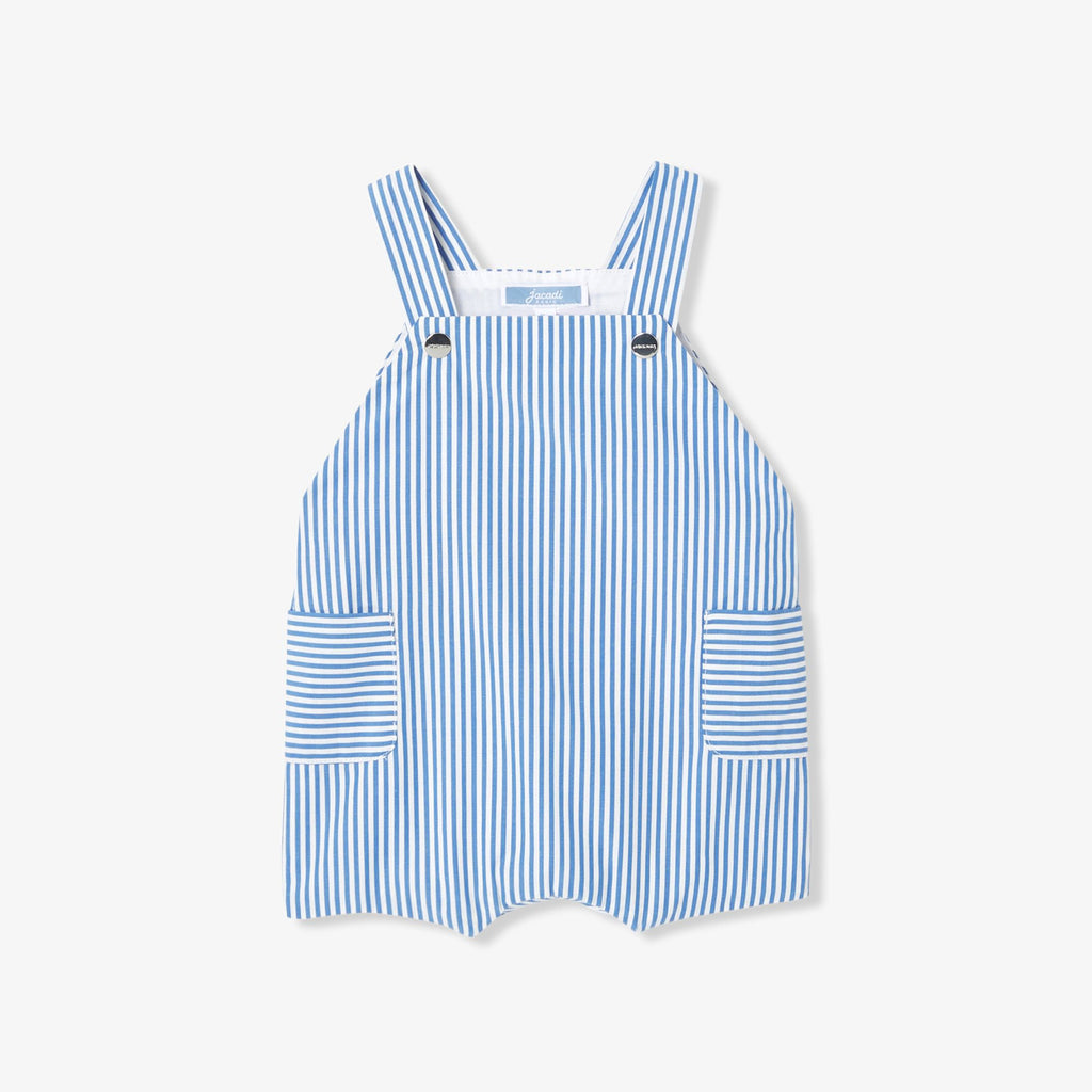 Short Dungarees Baby Boy - White/Light Blue