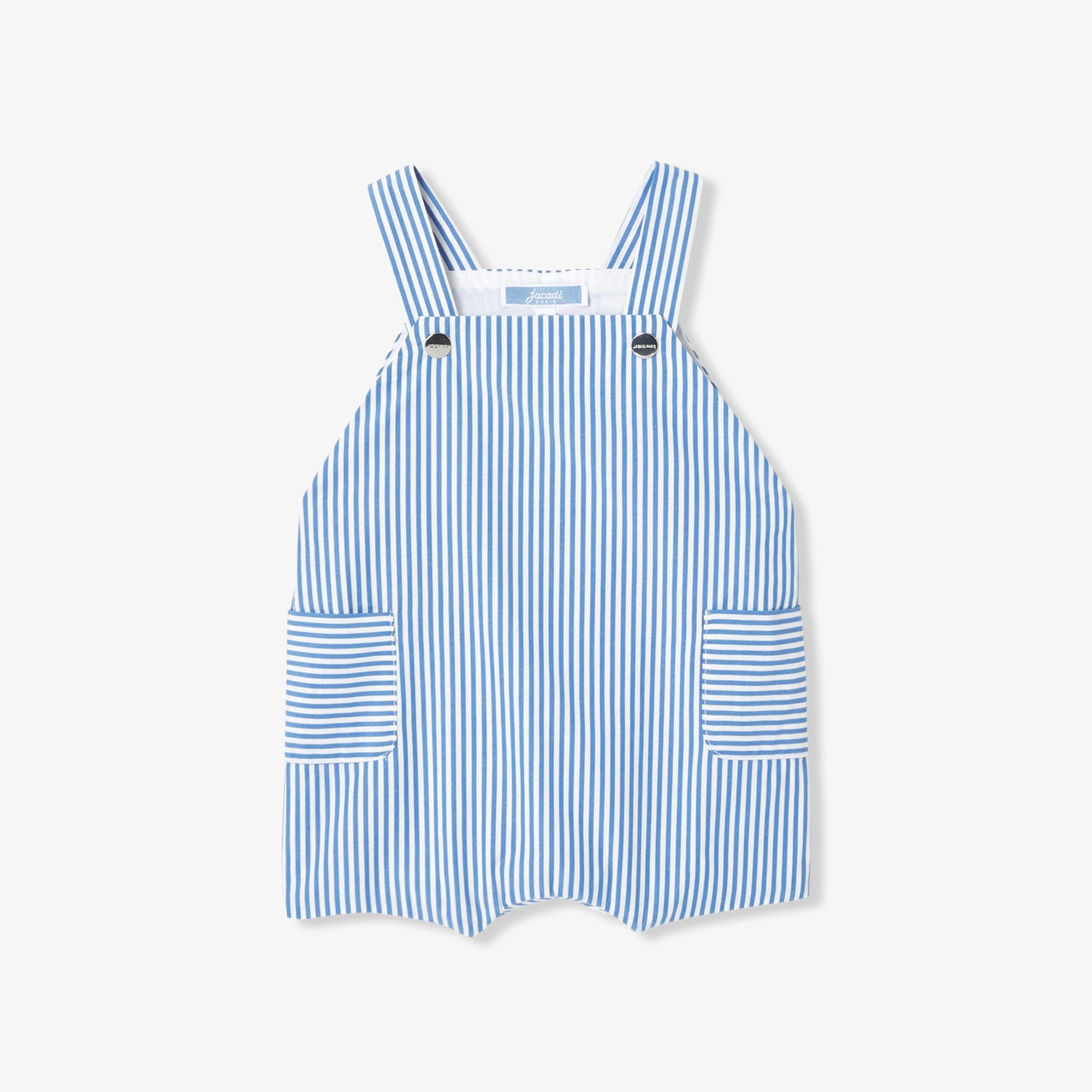 Short Dungarees Baby Boy - White/Light Blue