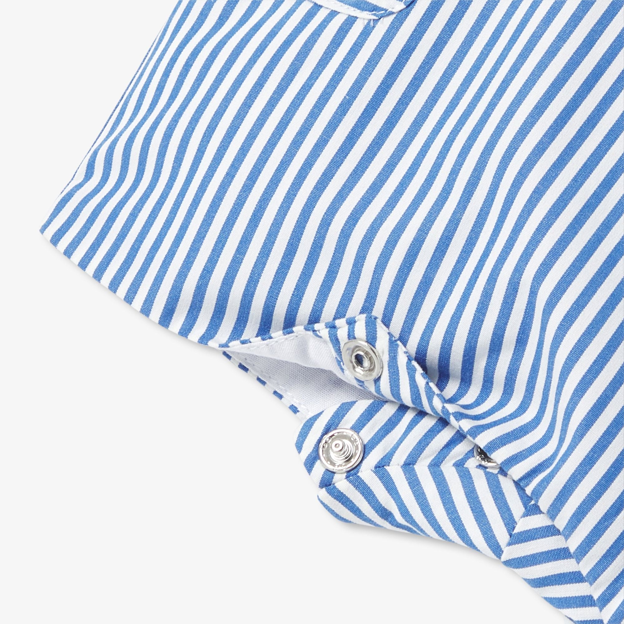 Short Dungarees Baby Boy - White/Light Blue