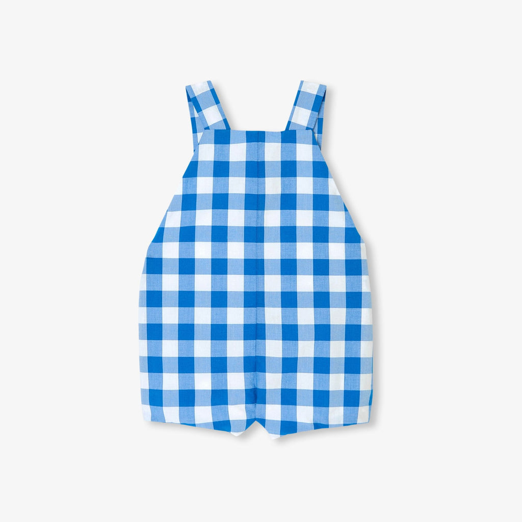 Short Dungarees Baby Boy in Vichy - White/Light Blue