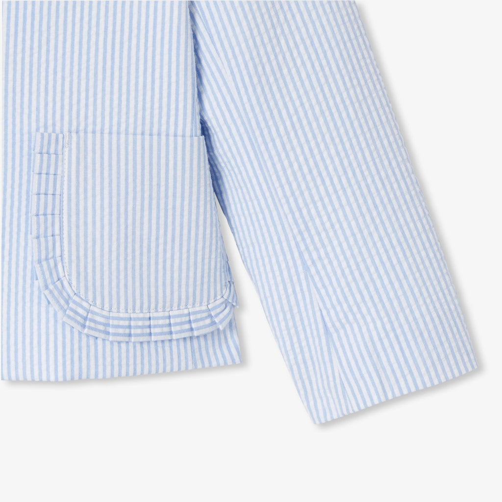 Jacket in Seersucker Girl - White/Light Blue