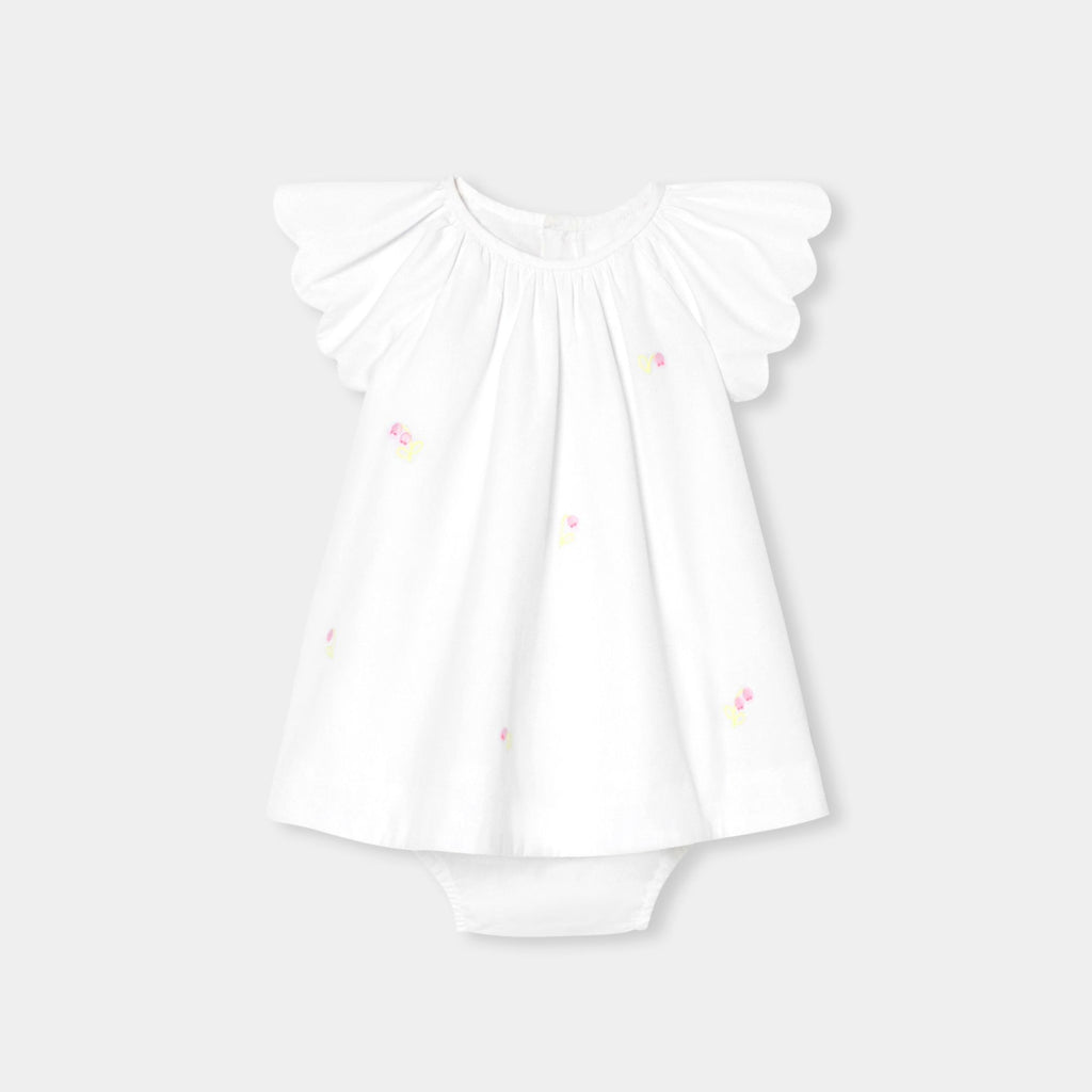 Baby girl poplin dress - White/Multicolour