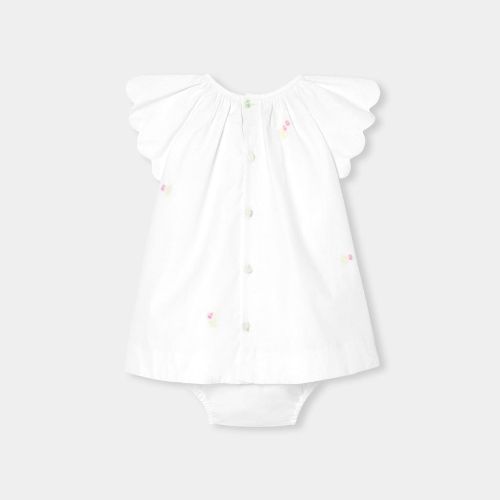 Baby girl poplin dress - White/Multicolour