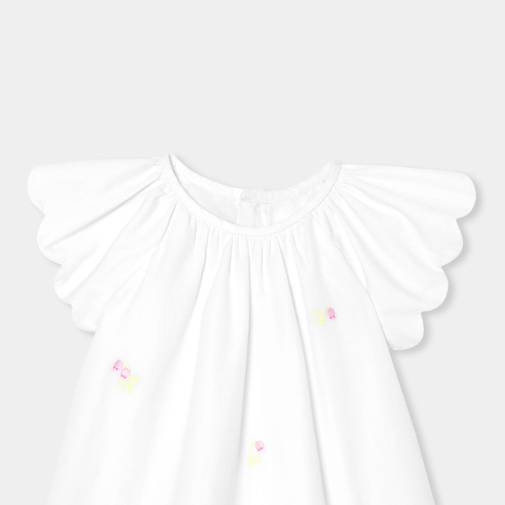 Baby girl poplin dress - White/Multicolour