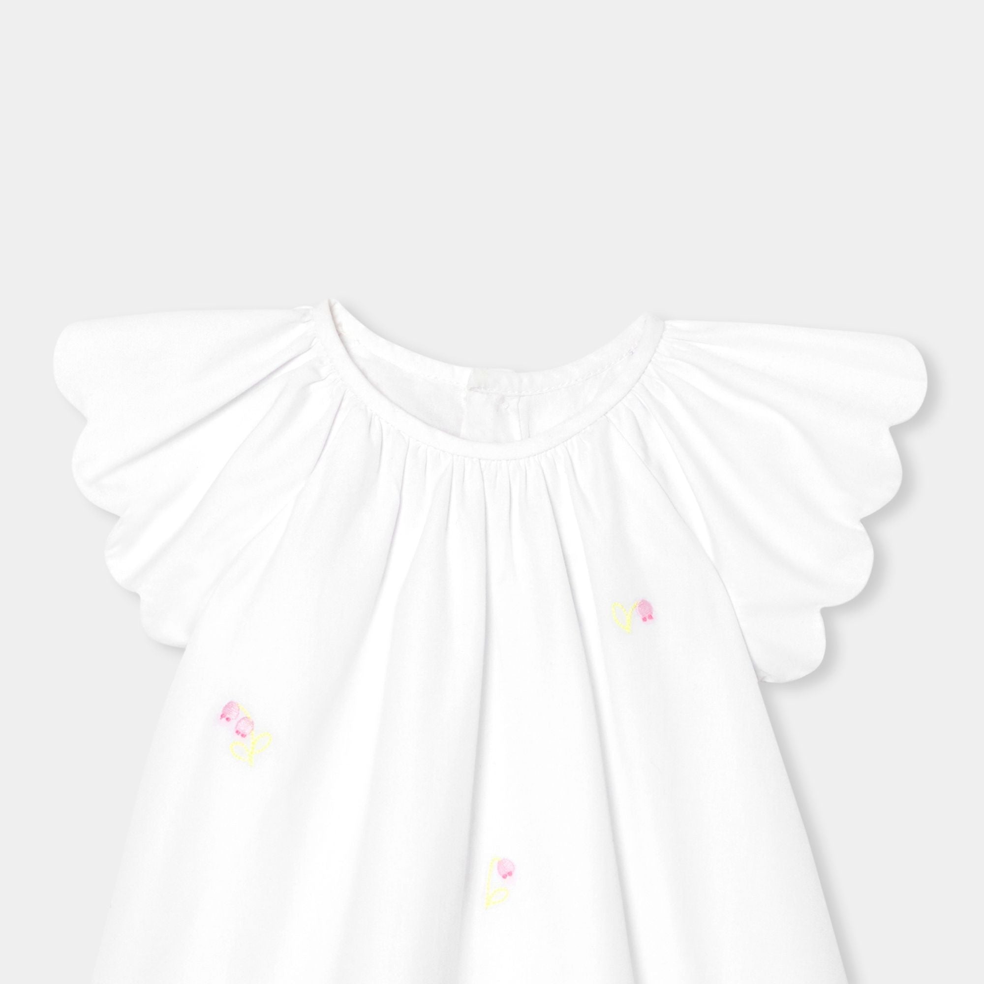 Baby girl poplin dress - White/Multicolour