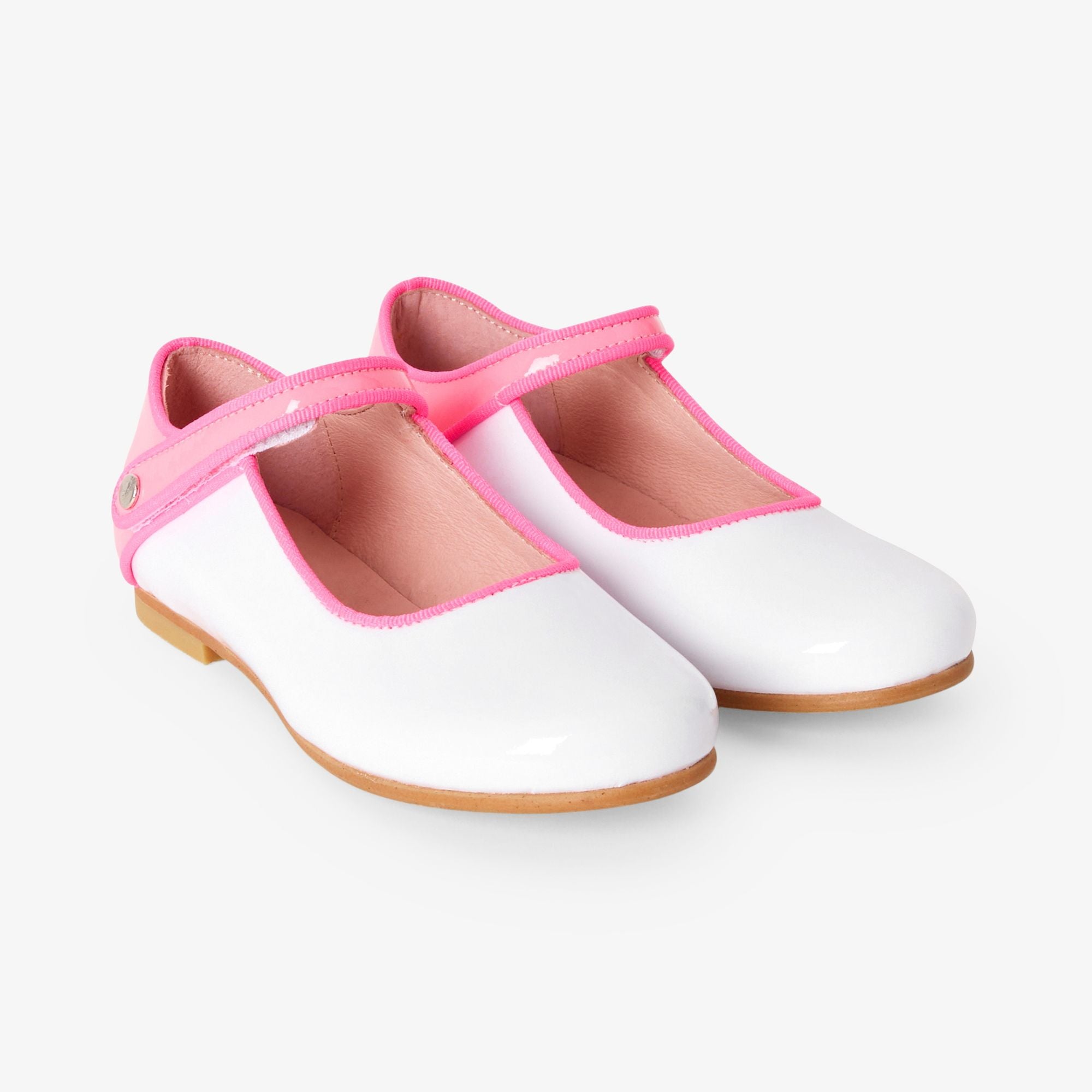 Mary Janes in Patent Leather Girl - White/Pink