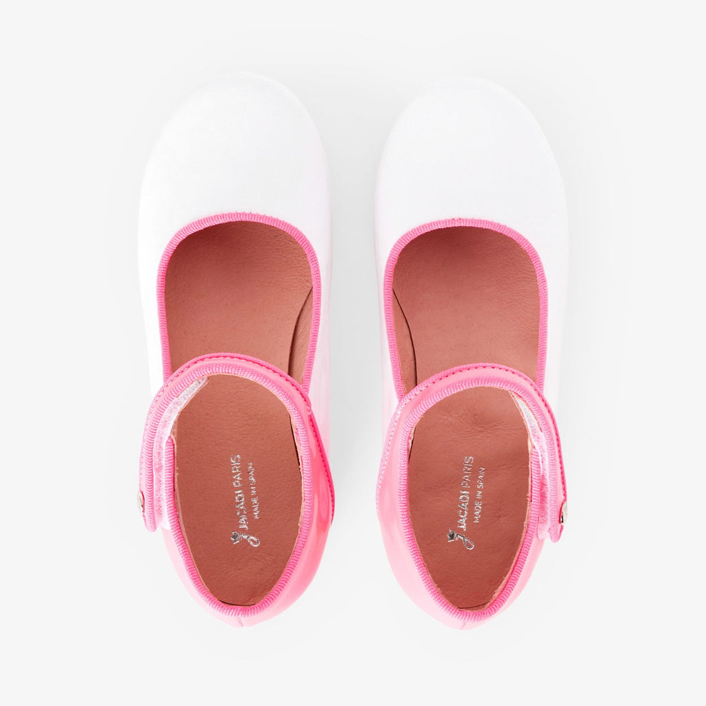 Mary Janes in Patent Leather Girl - White/Pink