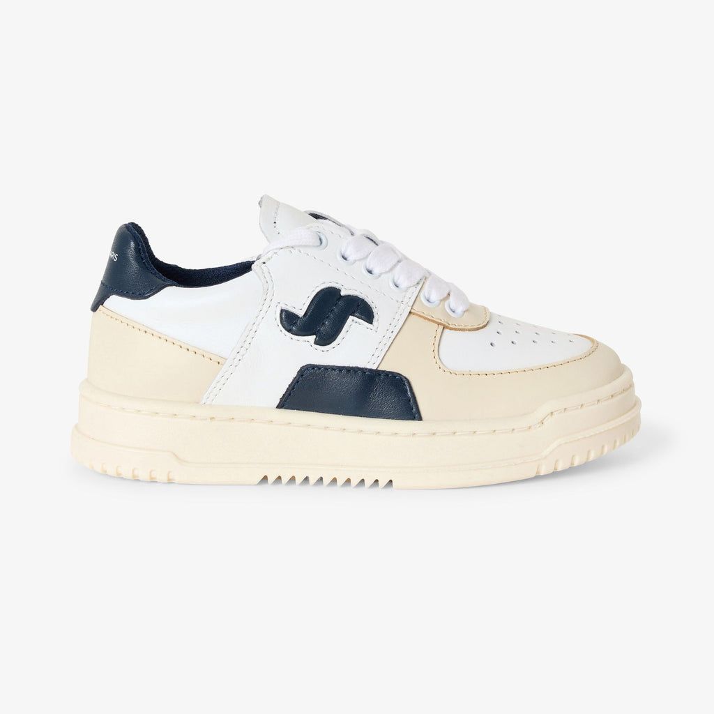 Sneakers in Leather Boy - White/Light Blue