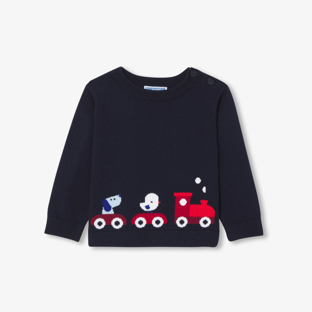 JC-NB030 Baby cotton sweater - navy blue jacadi