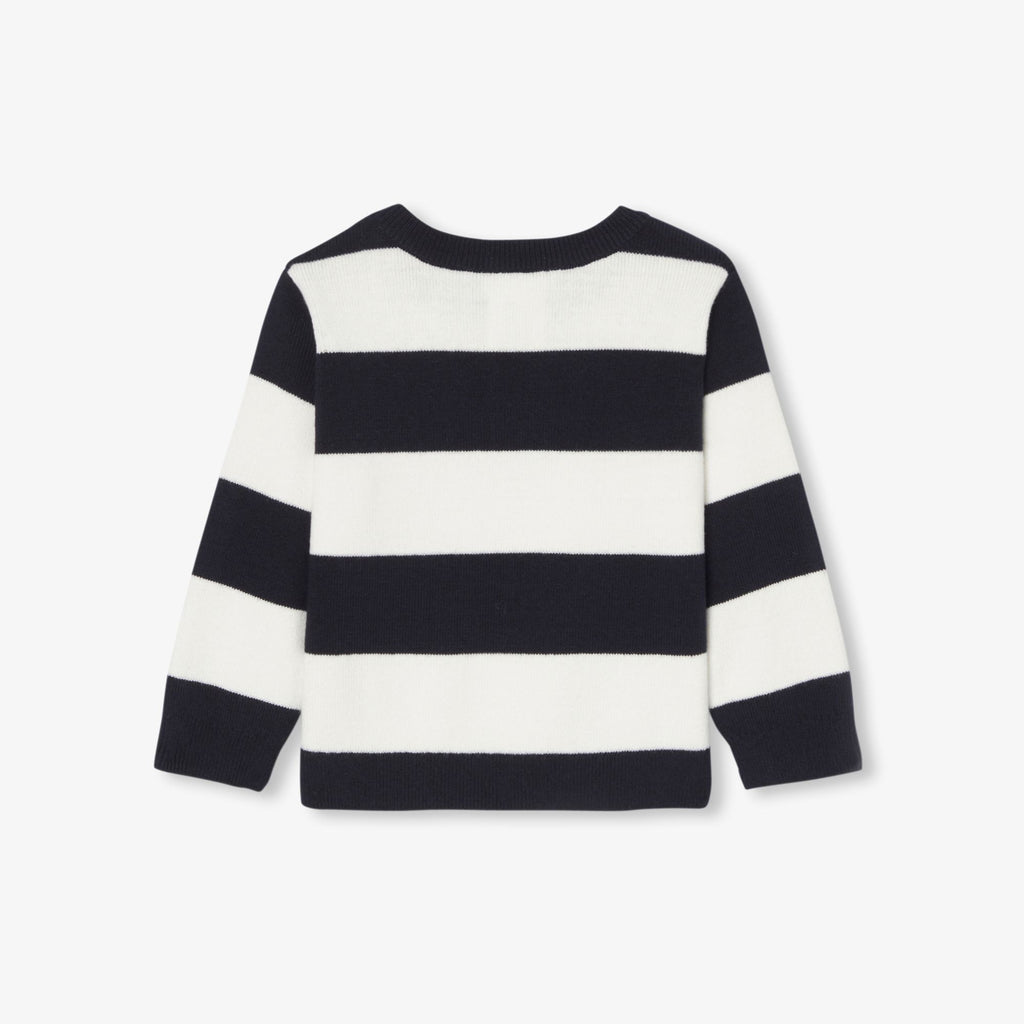 Baby boy striped jumper - White/Navy Blue