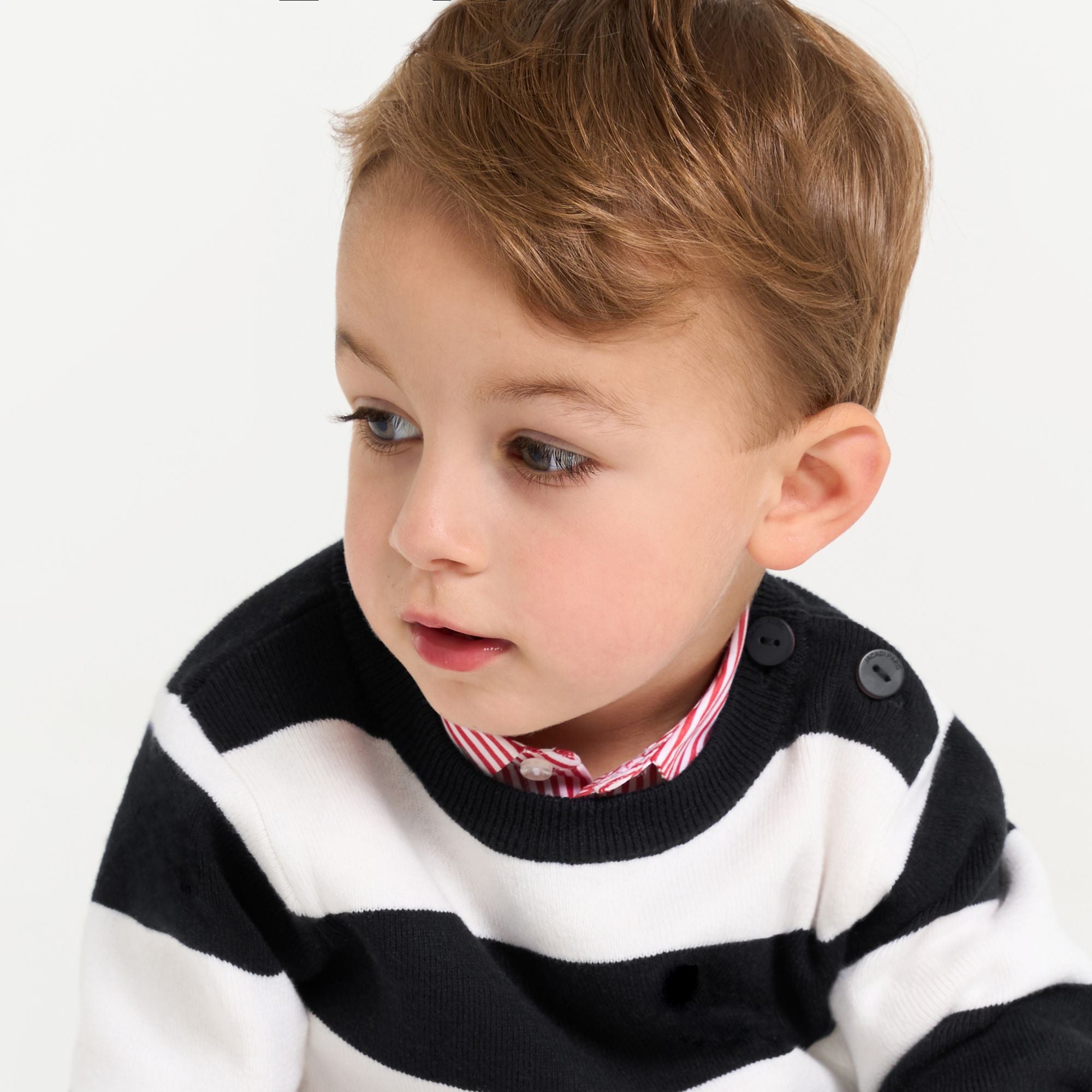 Baby boy striped jumper - White/Navy Blue