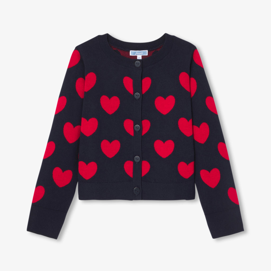 JC-TG085 - Jacadi Girl jacquard heart cardigan