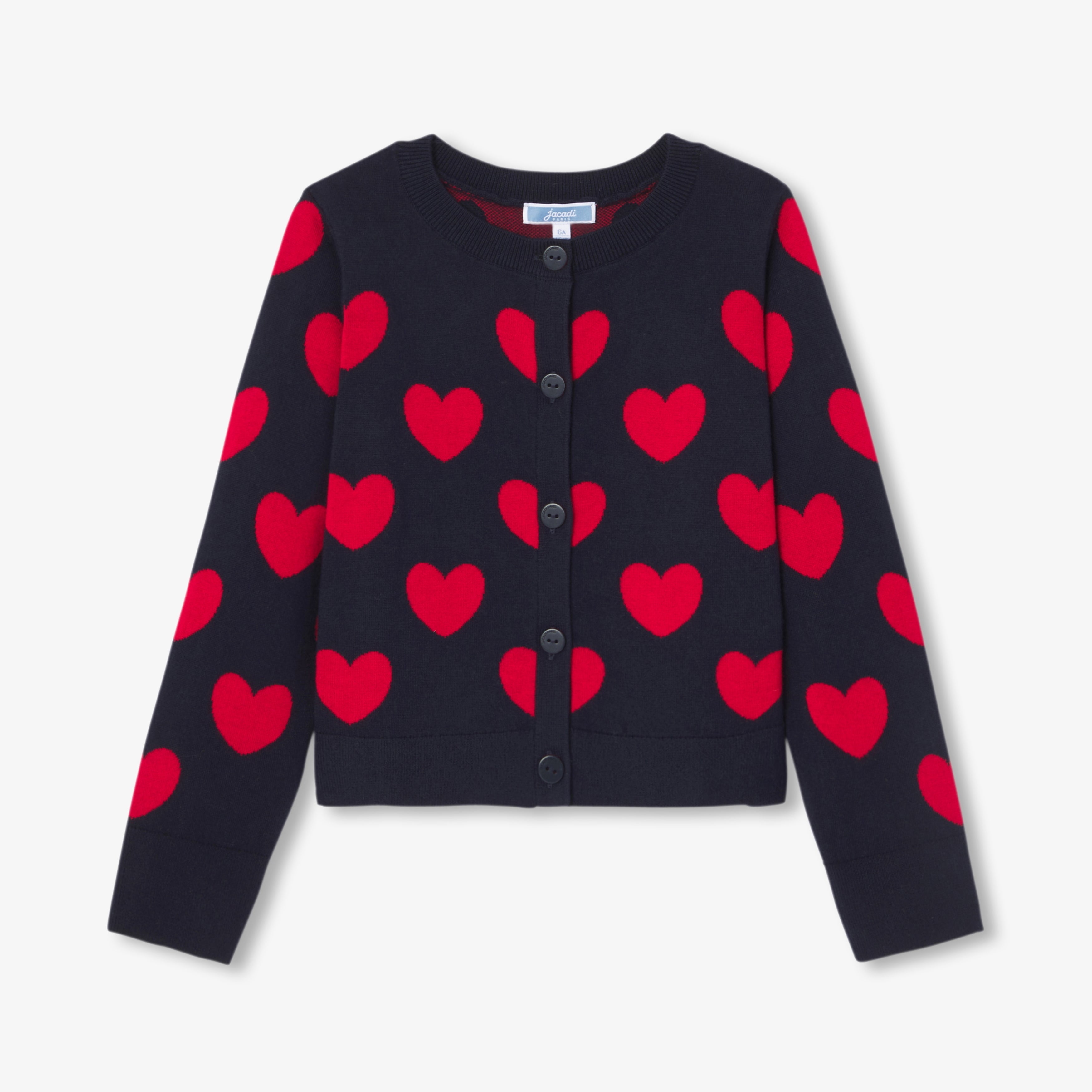 JC-TG085 - Jacadi Girl jacquard heart cardigan