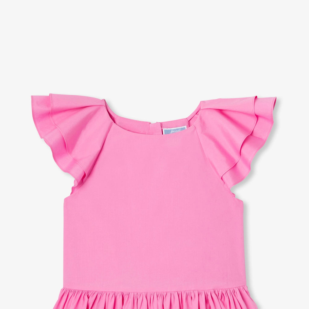 Girl poplin dress - Hollyhock Pink