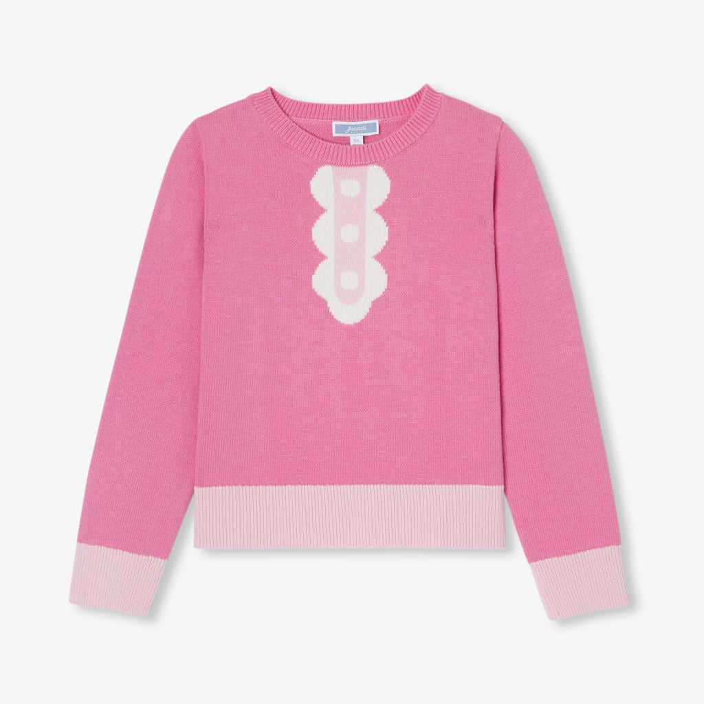 JC-TG055 Jacadi Girls Sweater with collar print - petal pink