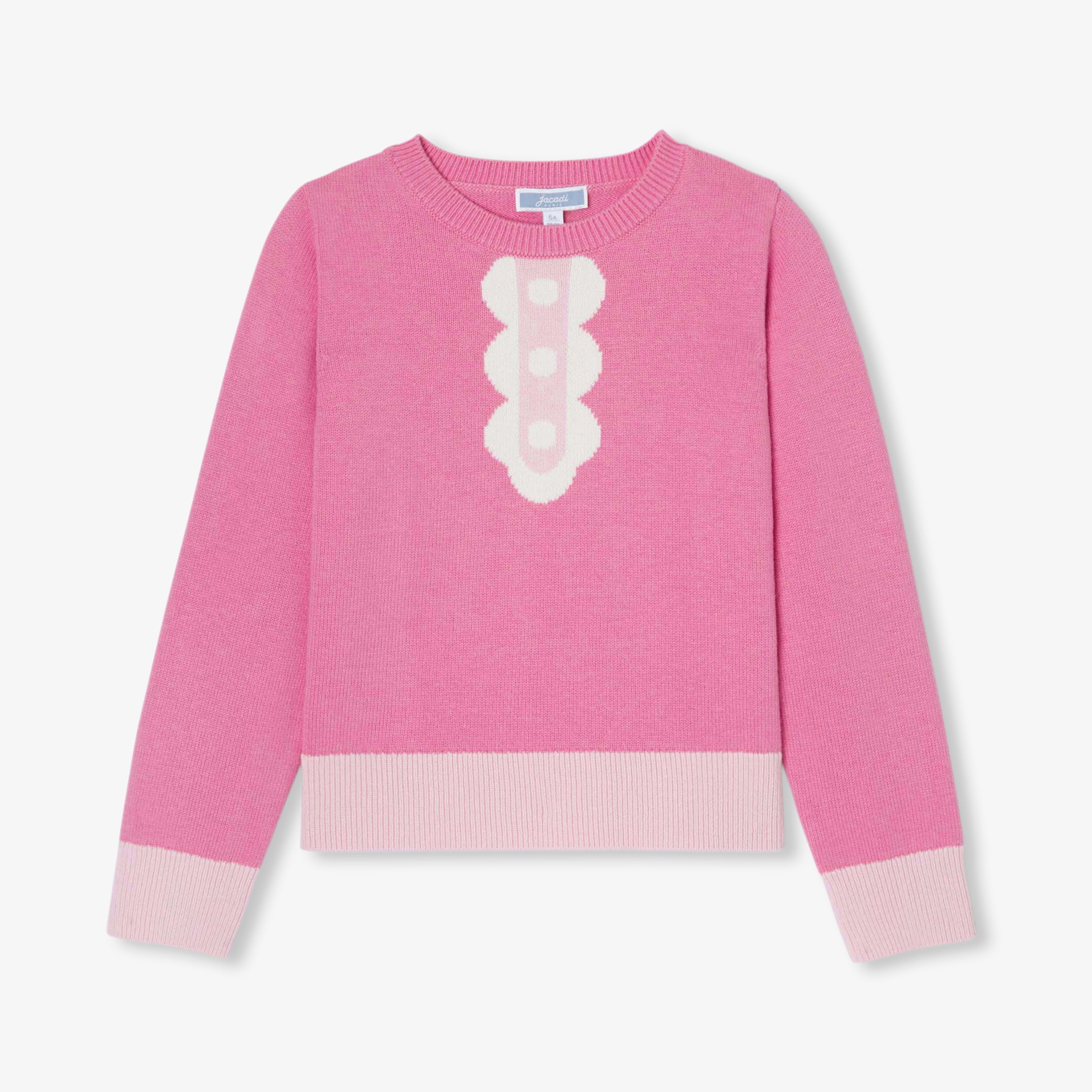 JC-TG055 Jacadi Girls Sweater with collar print - petal pink