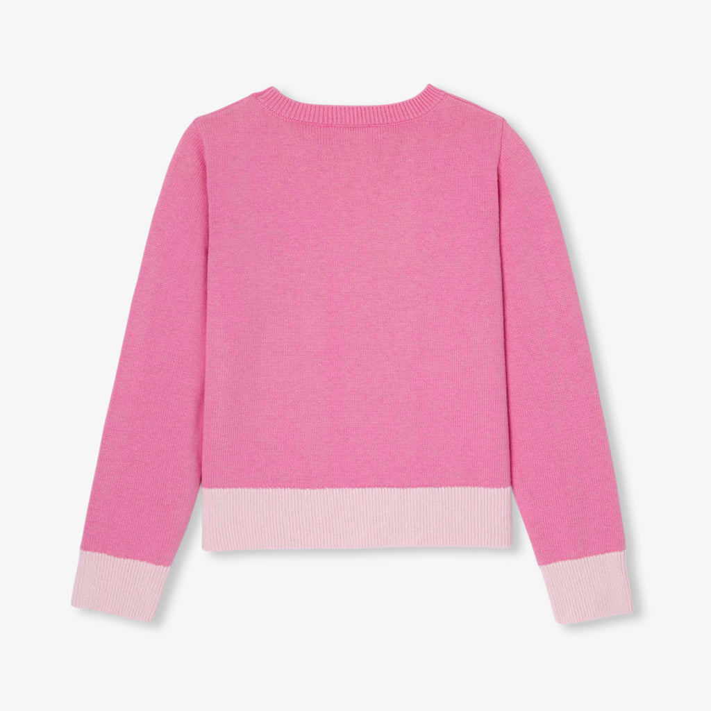 JC-TG055 Jacadi Girls Sweater with collar print - petal pink