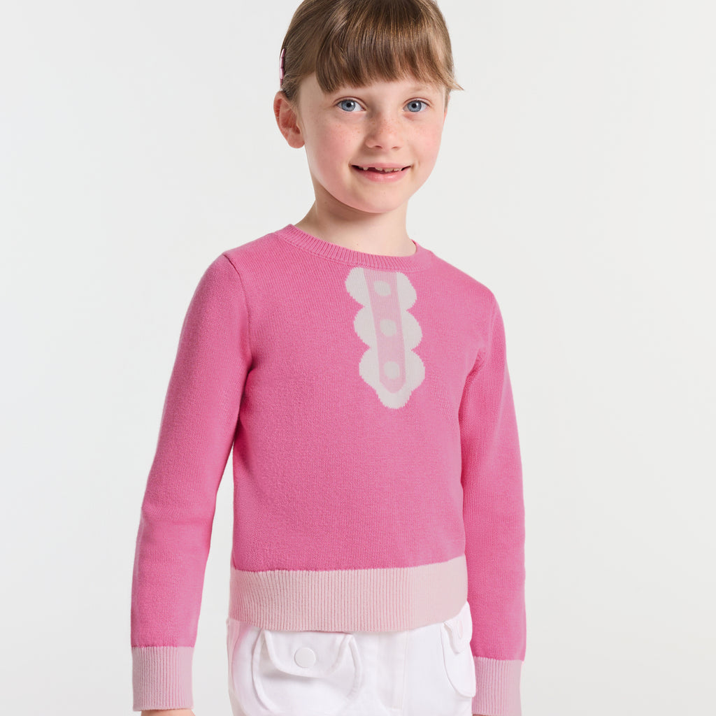 JC-TG055 Jacadi Girls Sweater with collar print - petal pink