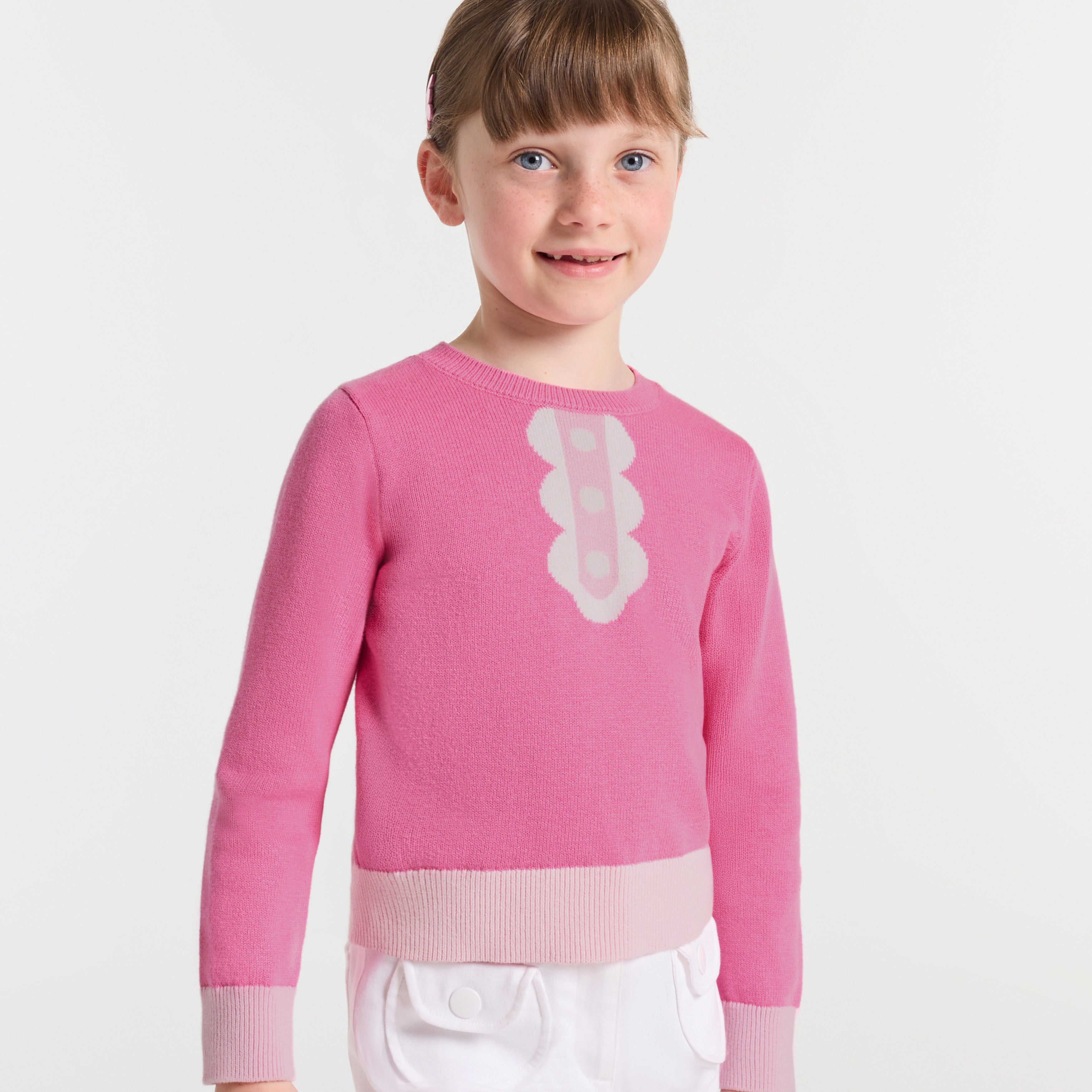 JC-TG055 Jacadi Girls Sweater with collar print - petal pink