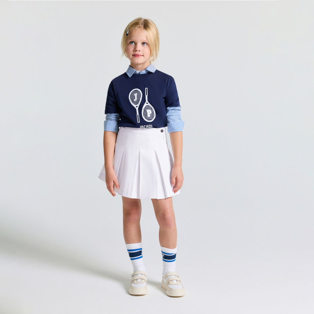 Skirt a Pieghe in Gabardine Girl - Bianco Jacadi