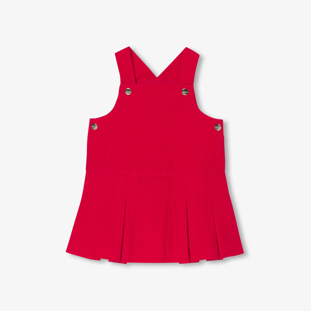 JC-NG062 Jacadi Baby Girl Velvet Pinafore Dress (Poppy Red)