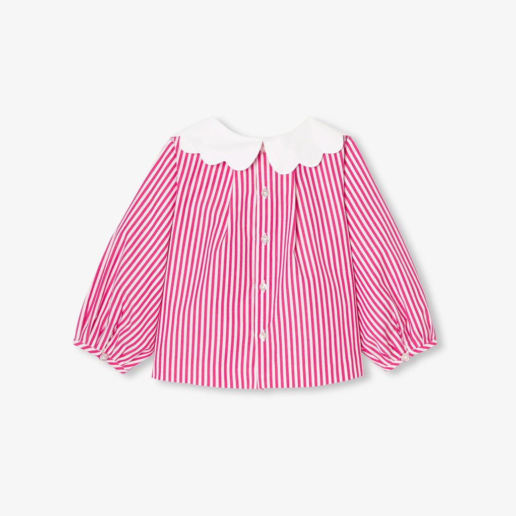 JC-NG097 - Jacadi Striped Poplin Blouse for Baby Girls (Red)
