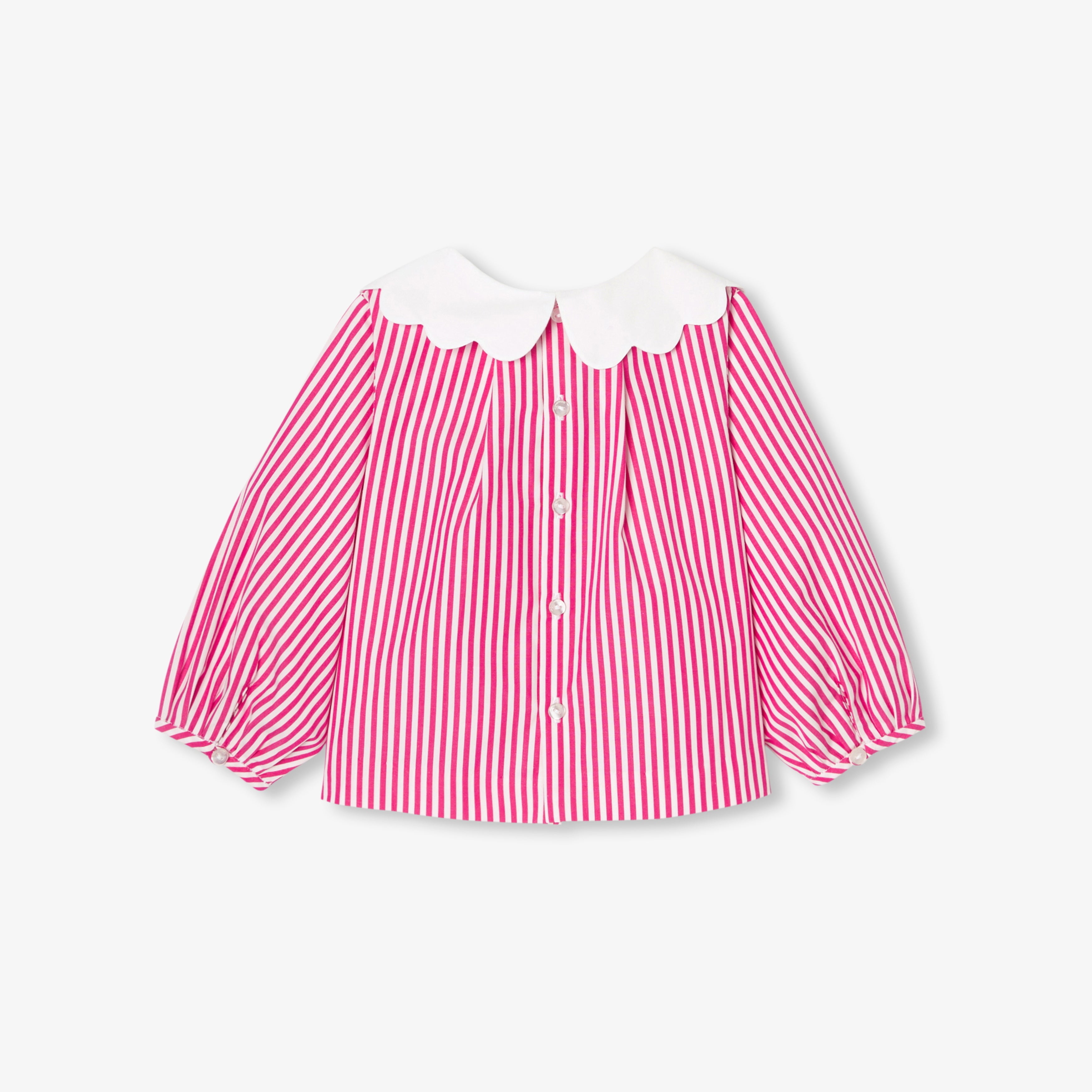 JC-NG097 - Jacadi Striped Poplin Blouse for Baby Girls (Red)