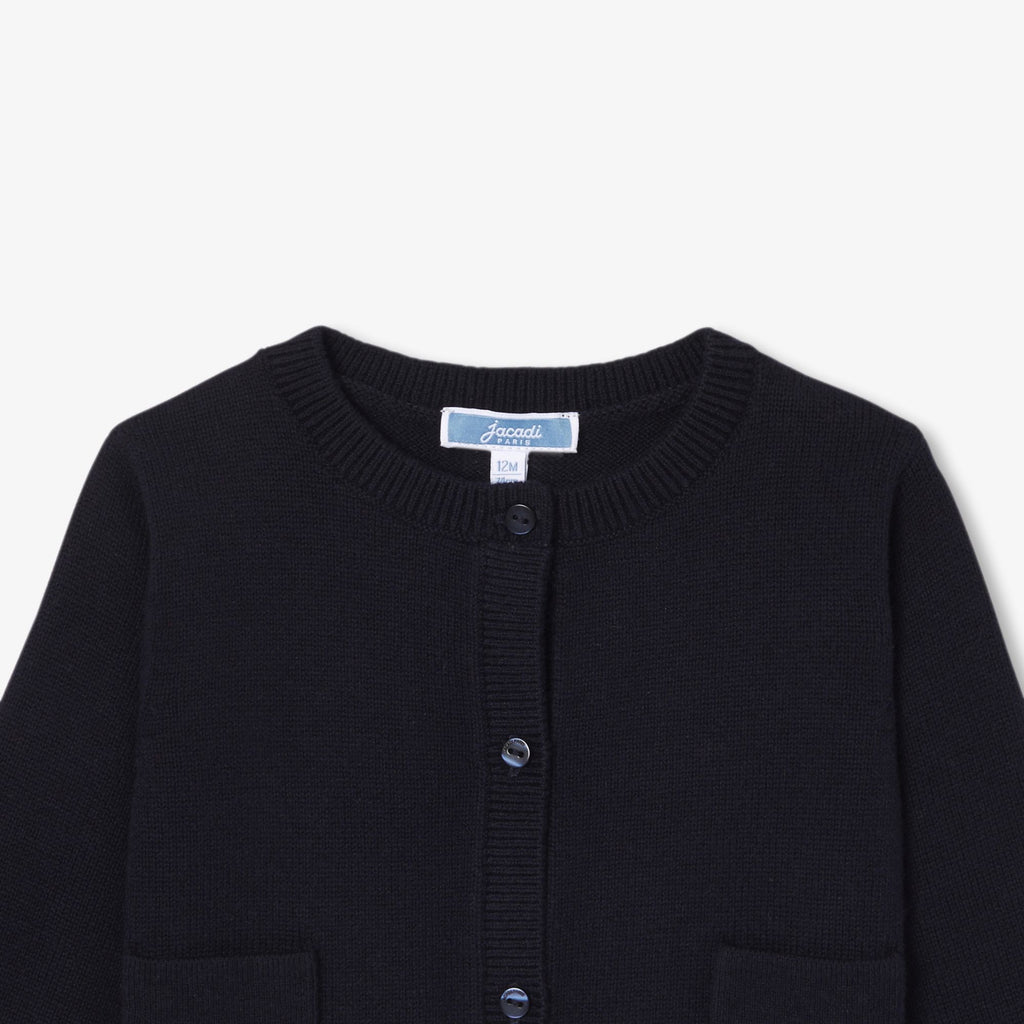 Baby girl cotton and wool cardigan
