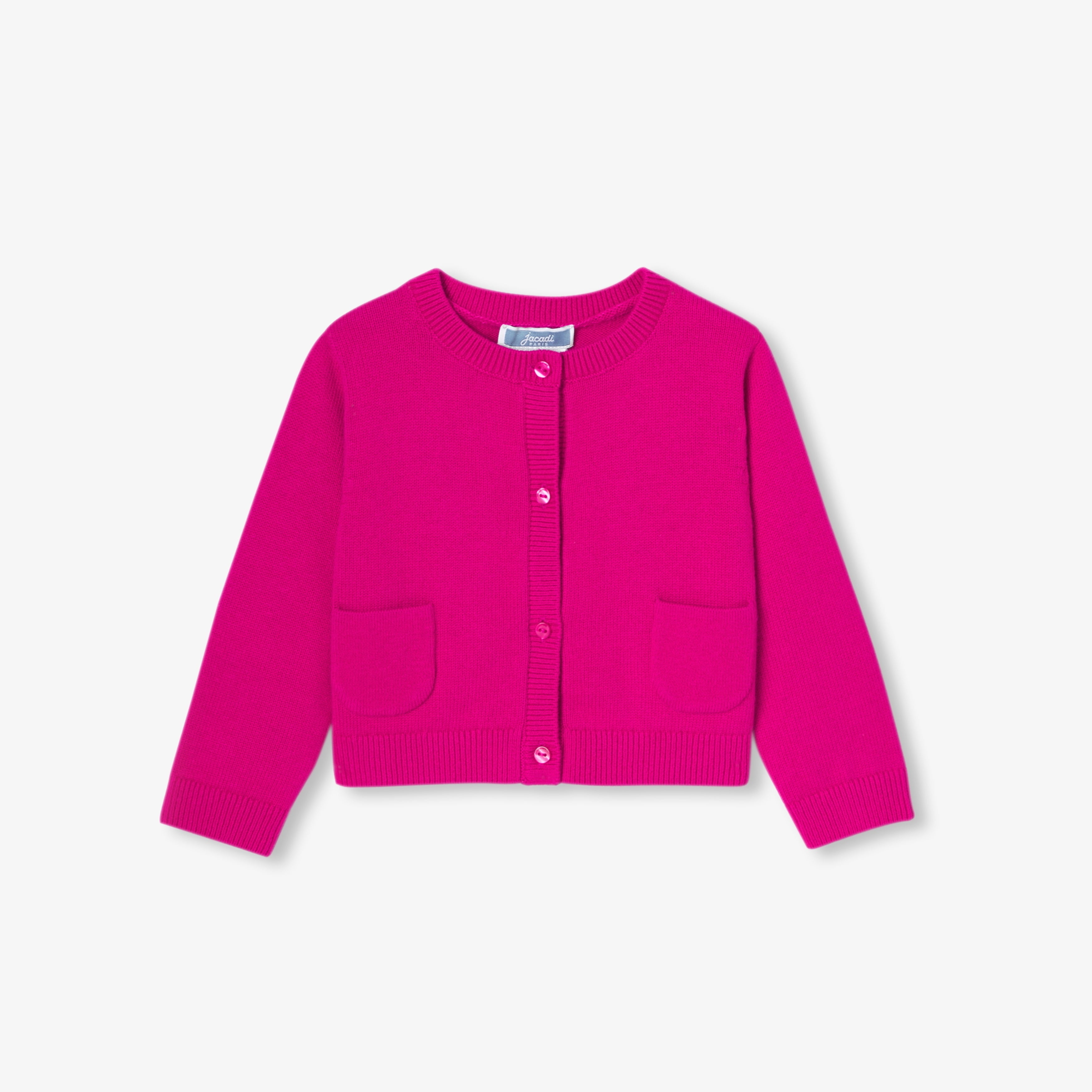 JC-NG038 Jacadi Wool & Cotton Cardigan for Baby Girl - Pink Granate