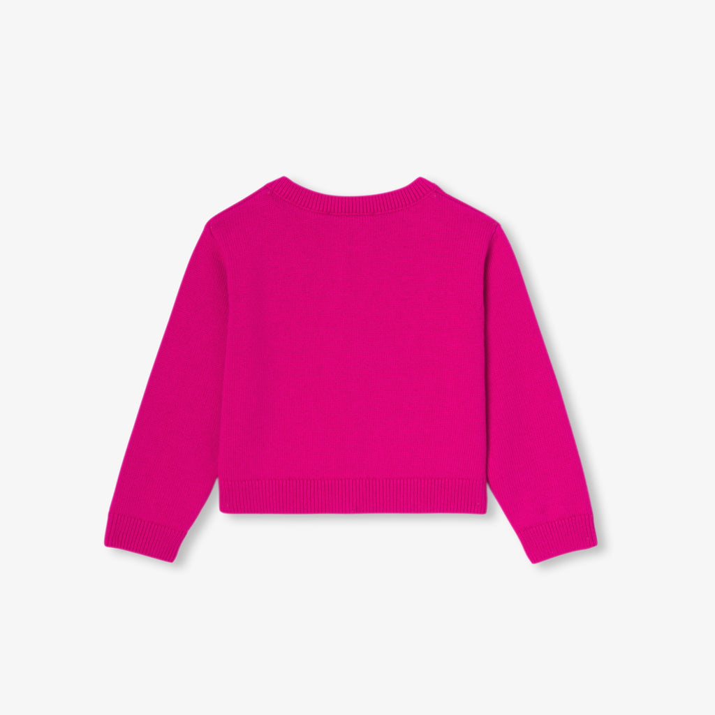 JC-NG038 Jacadi Wool & Cotton Cardigan for Baby Girl - Pink Granate