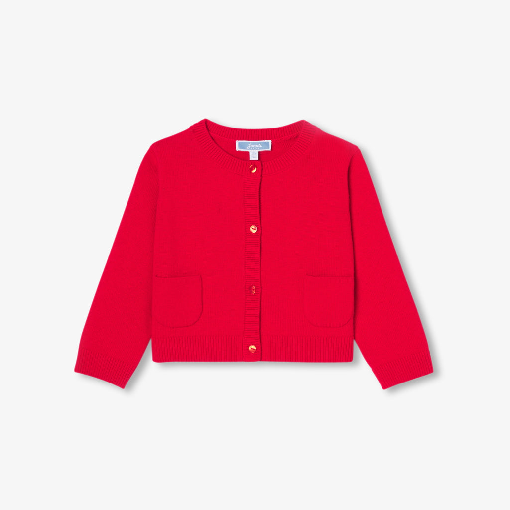 JC-NG039 Jacadi Wool & Cotton Cardigan for Baby Girl - Red