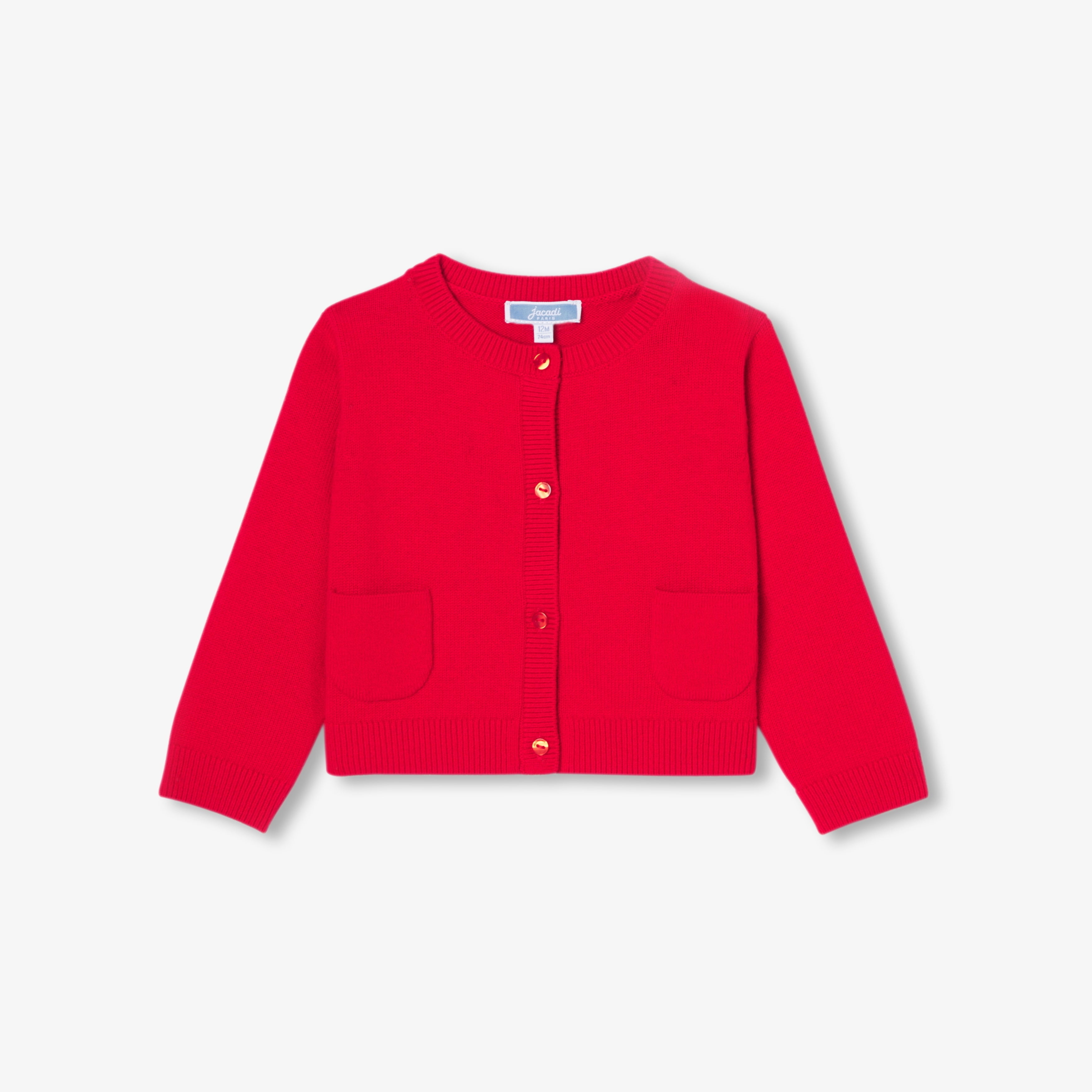 JC-NG039 Jacadi Wool & Cotton Cardigan for Baby Girl - Red