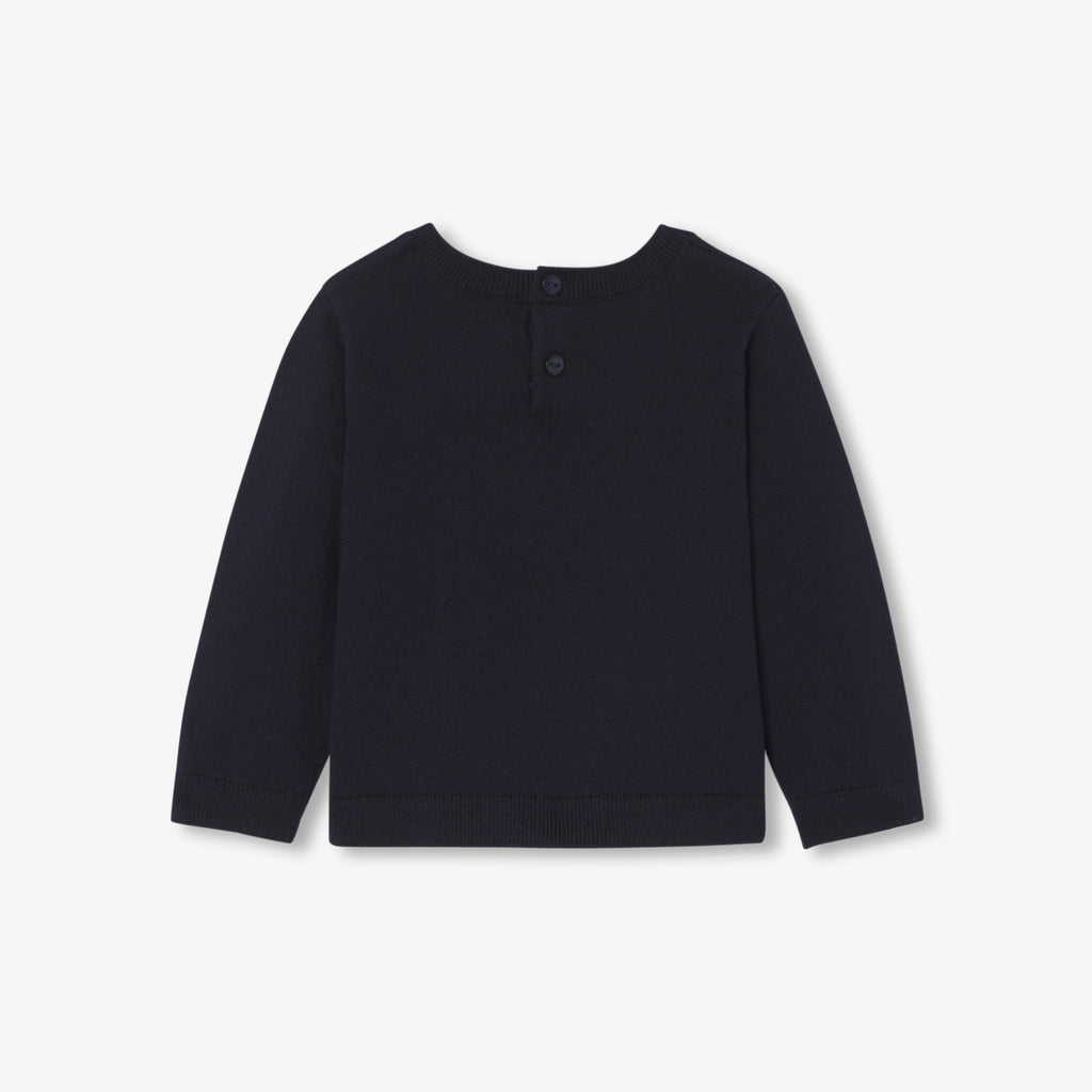 JC-NG033 Baby girl's cotton and wool sweater - navy blue jacadi