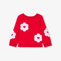 JC-NG071 Jacadi Baby girl's floral jacquard sweater - Poppy Red