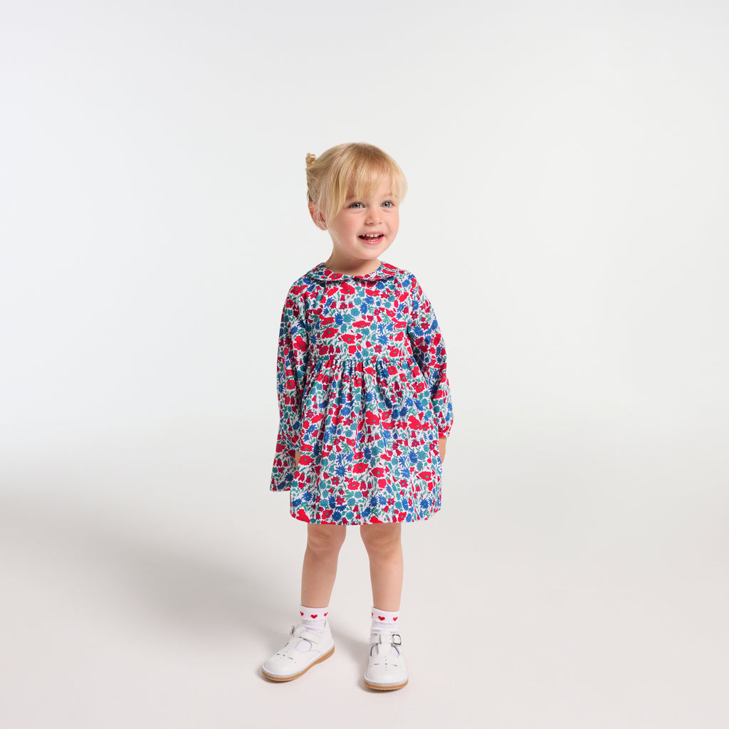JC-NG046 Jacadi Liberty Print Dress for Baby Girl (White/Multi)