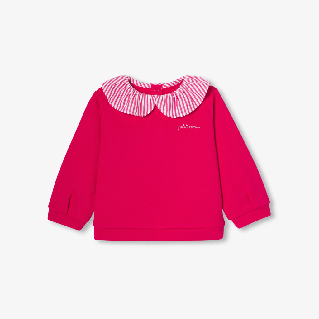 JC-NG070 Jacadi Baby girl sweater in fleece  - grenadine pink