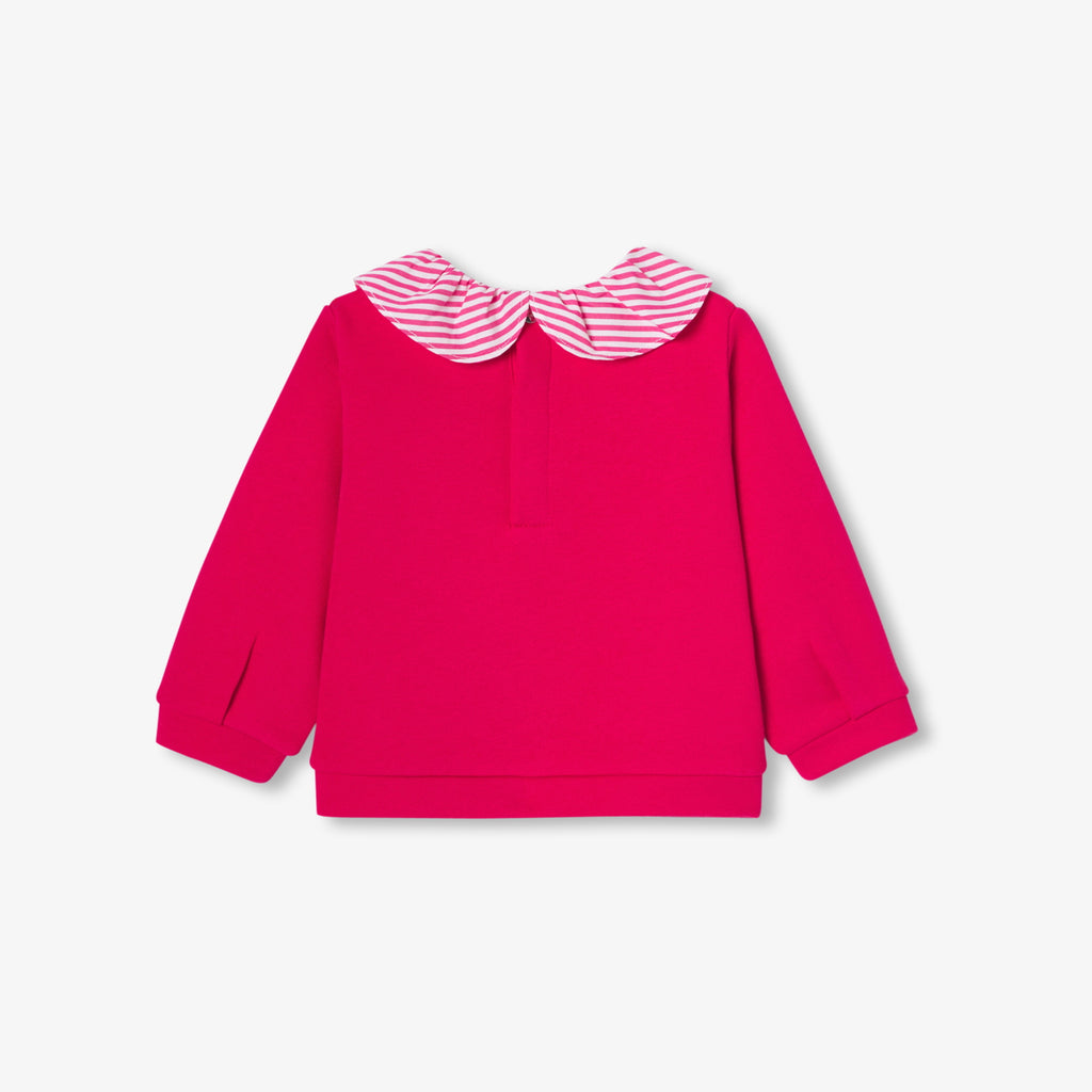 JC-NG070 Jacadi Baby girl sweater in fleece  - grenadine pink