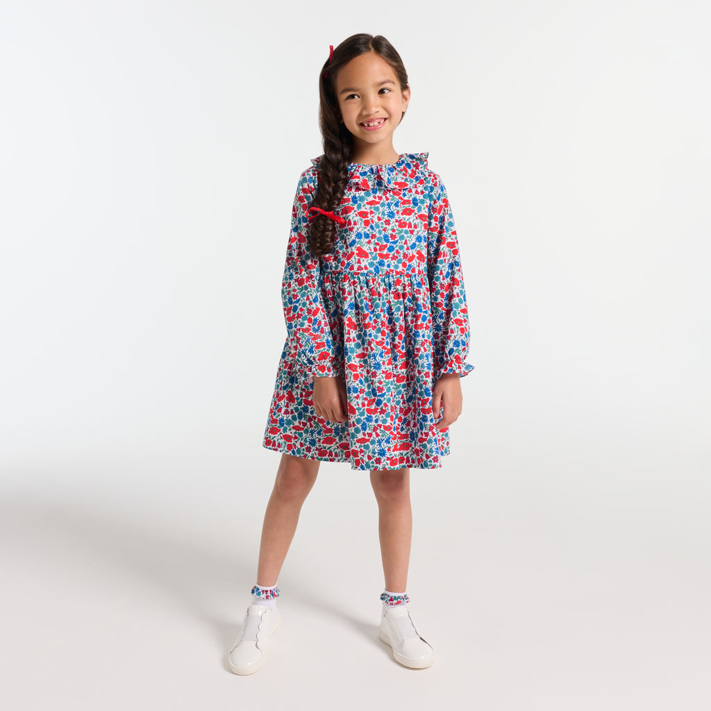 JC-TG036 Jacadi Liberty Fabric Long-Sleeve Dress for Girls